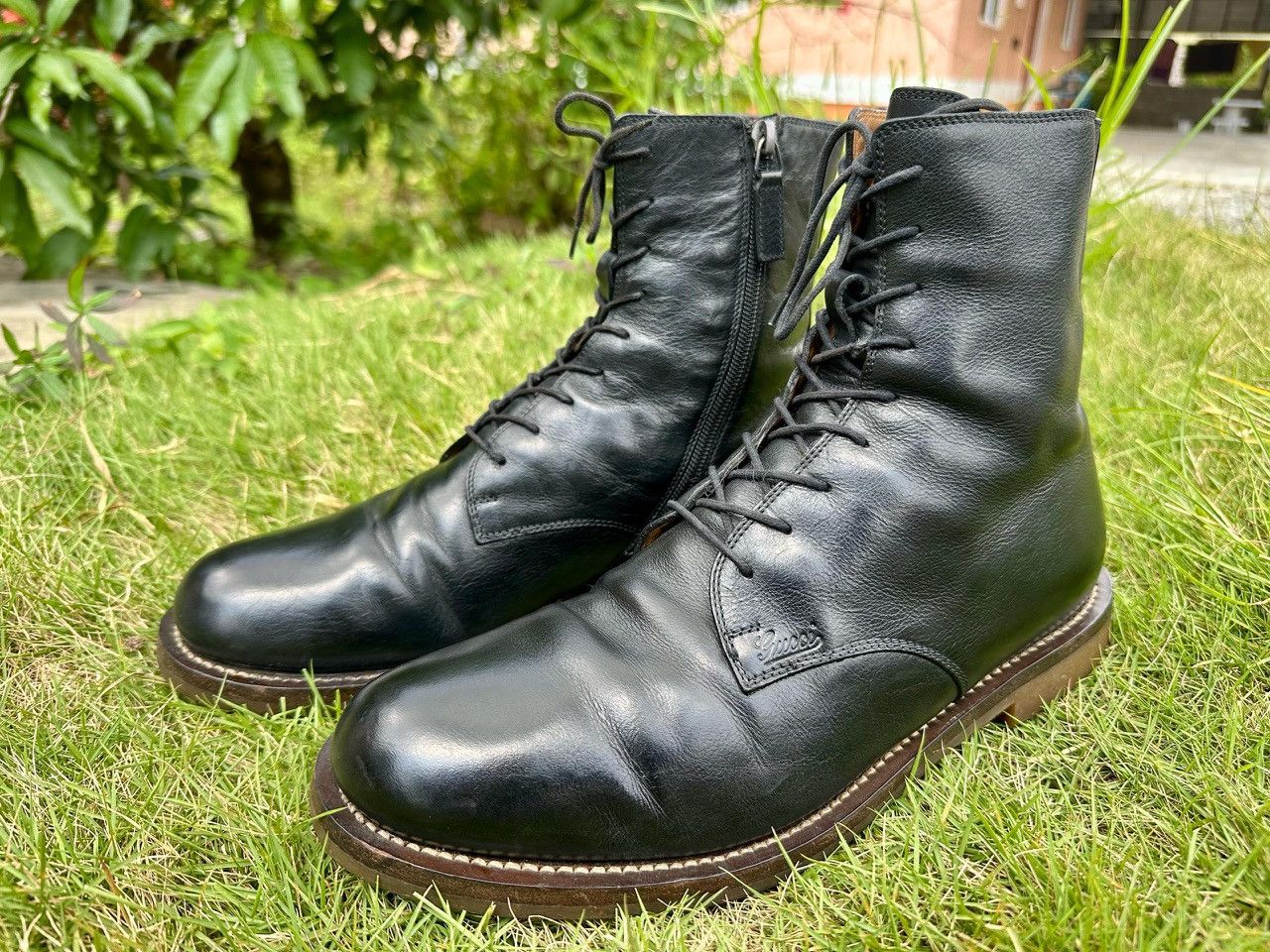 Gucci Authentic Gucci Lace-Up Leather Boot Size US 8.5 / EU 41-42 - 1 Thumbnail