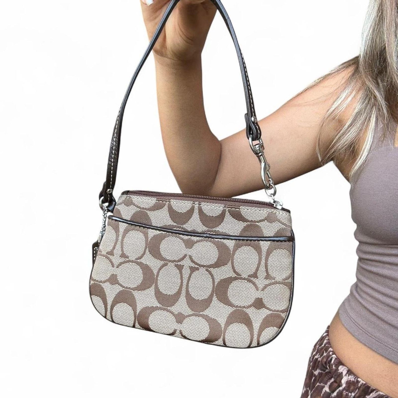 Coach Vintage Coach Khaki Signature Mini Wristlet (c. early 2000s) Size ONE SIZE - 2 Thumbnail