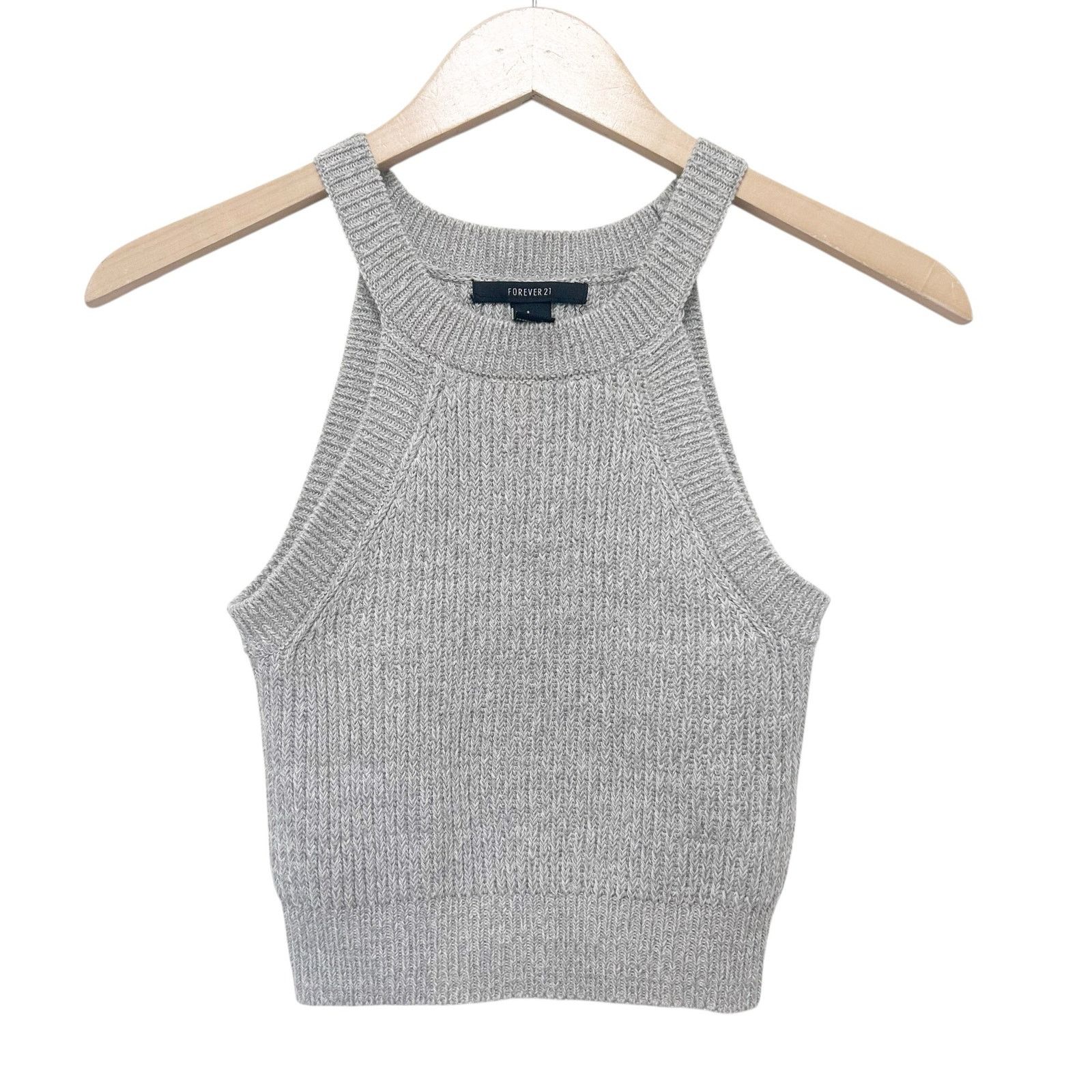 Forever 21 Forever 21 Gray Ribbed High Neck Tank Top Sz S Size XS / US 0-2 / IT 36-38 - 1 Thumbnail