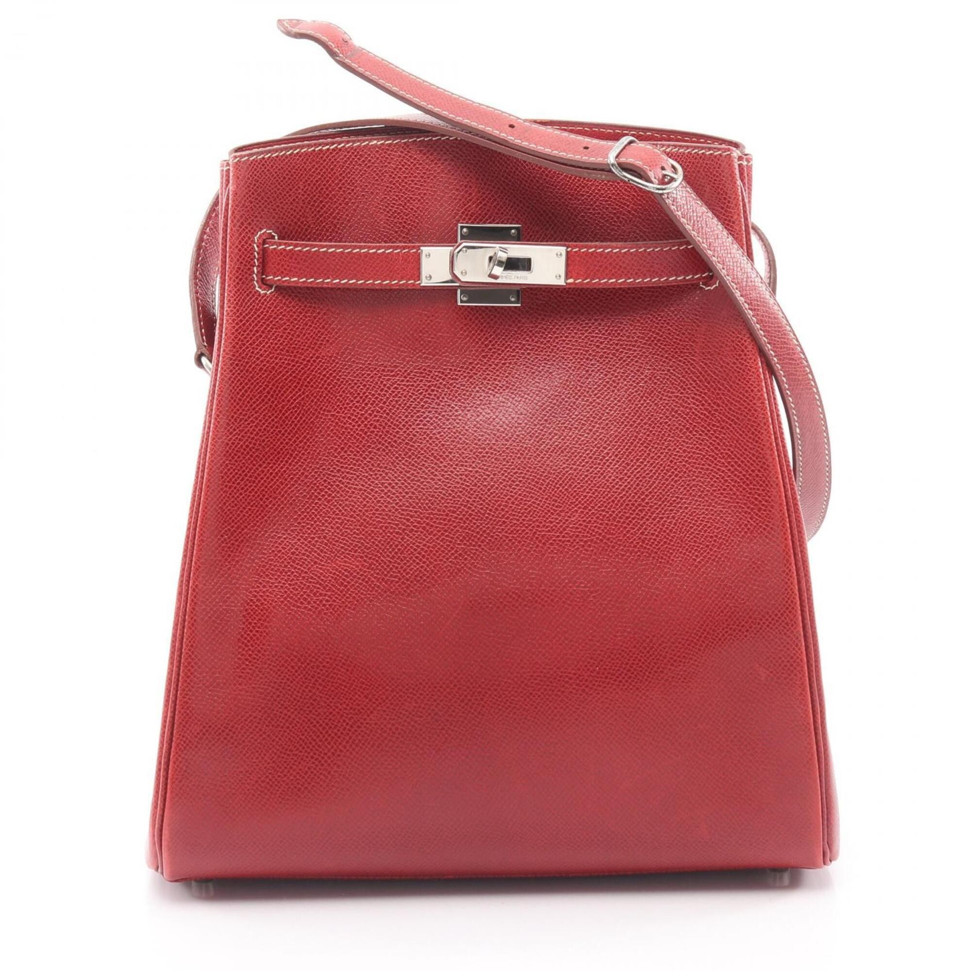 Hermes Hermes Kelly Sport MM Rouge Moyen Shoulder Bag/Handbag, Courchevel Leather, Women's, Red Size ONE SIZE - 1 Thumbnail