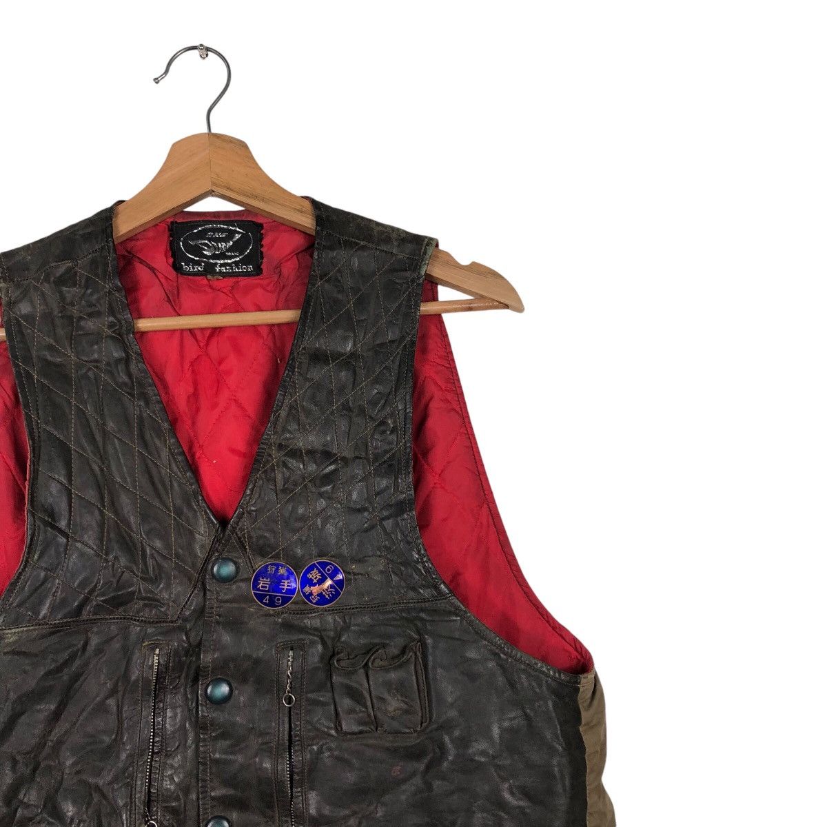 Japanese Brand 📌Skd Brand Bird Fashion Leather Biker Vest Multi Pocket Size US M / EU 48-50 / 2 - 7 Thumbnail