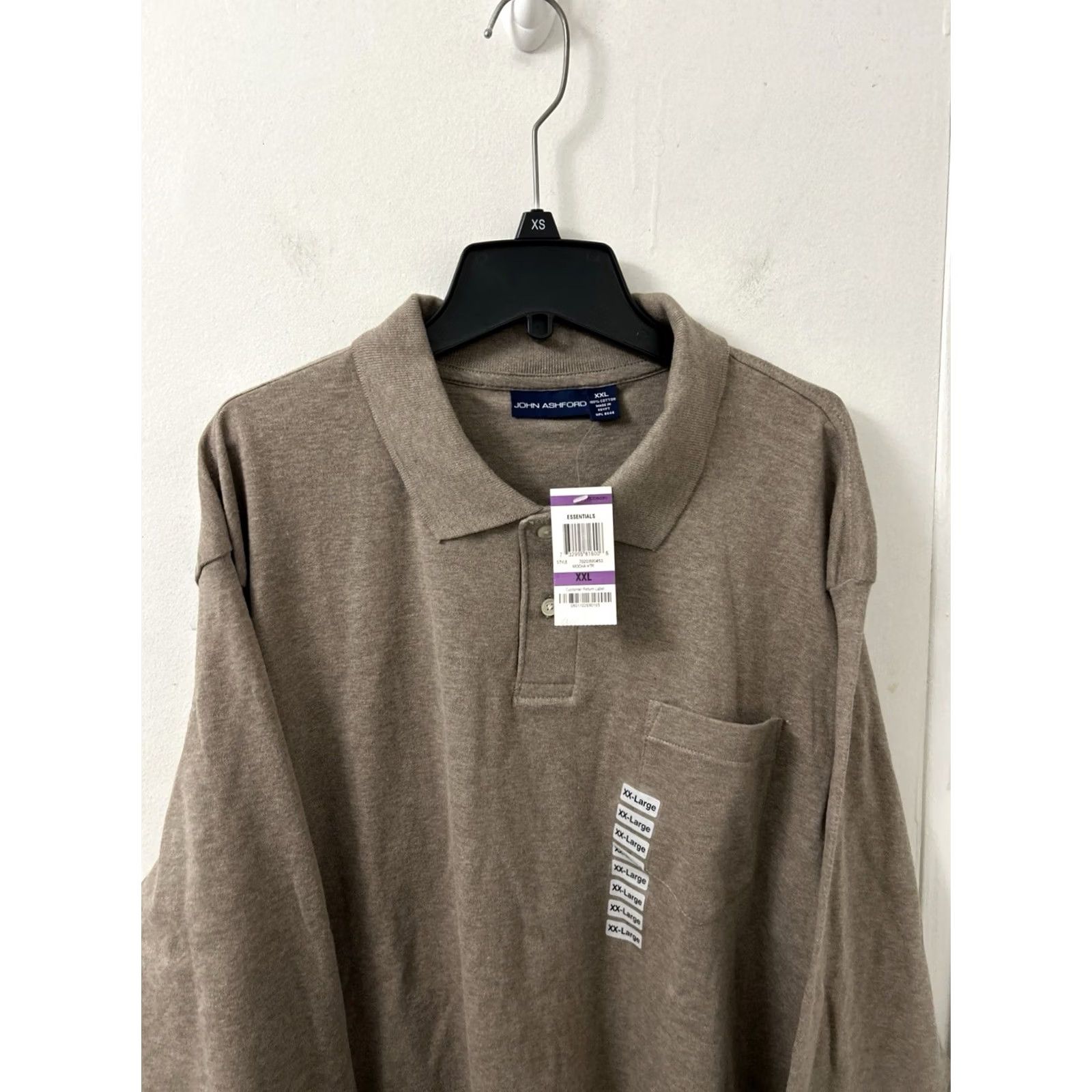 Vintage John Ashford Polo Shirt Mens 2XL Mocha Brown Pocket Long Sleeve NWT Size US XXL / EU 58 / 5 - 2 Thumbnail