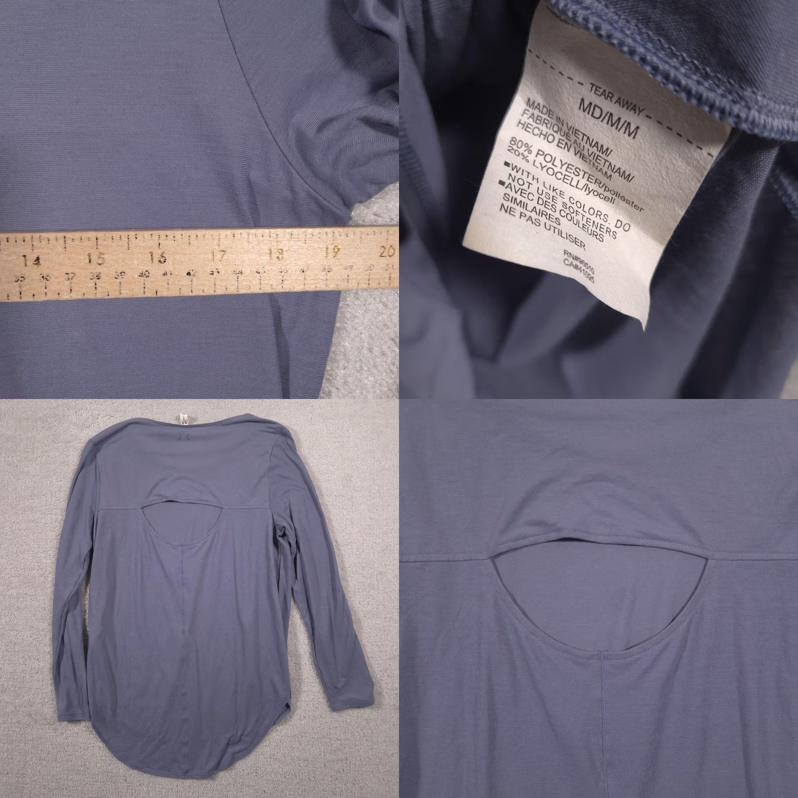 Under Armour Under Armour Shirt Womens Medium Blue Long Sleeve Open Back Keyhole Athletic Top Size M / US 6-8 / IT 42-44 - 8 Thumbnail