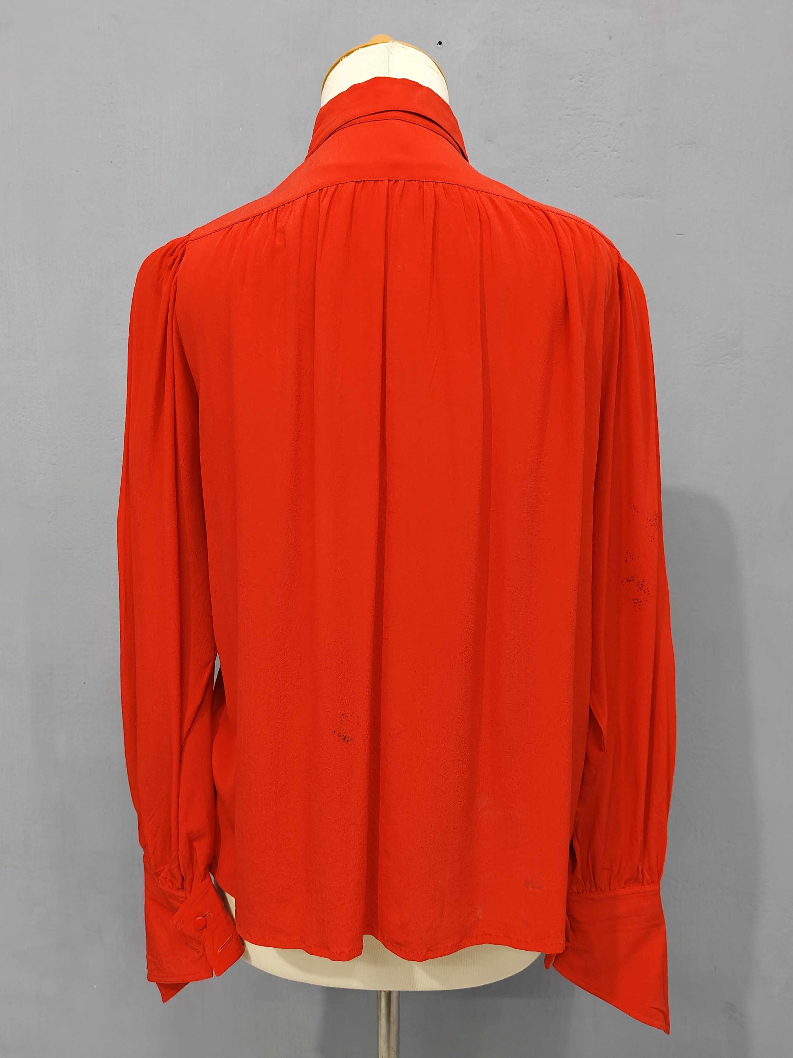 Christian Dior Monsieur SAMPLE💥 80s Christian Dior Cuffs Puffy Sleeve Silk Blouses Size M / US 6-8 / IT 42-44 - 4 Thumbnail