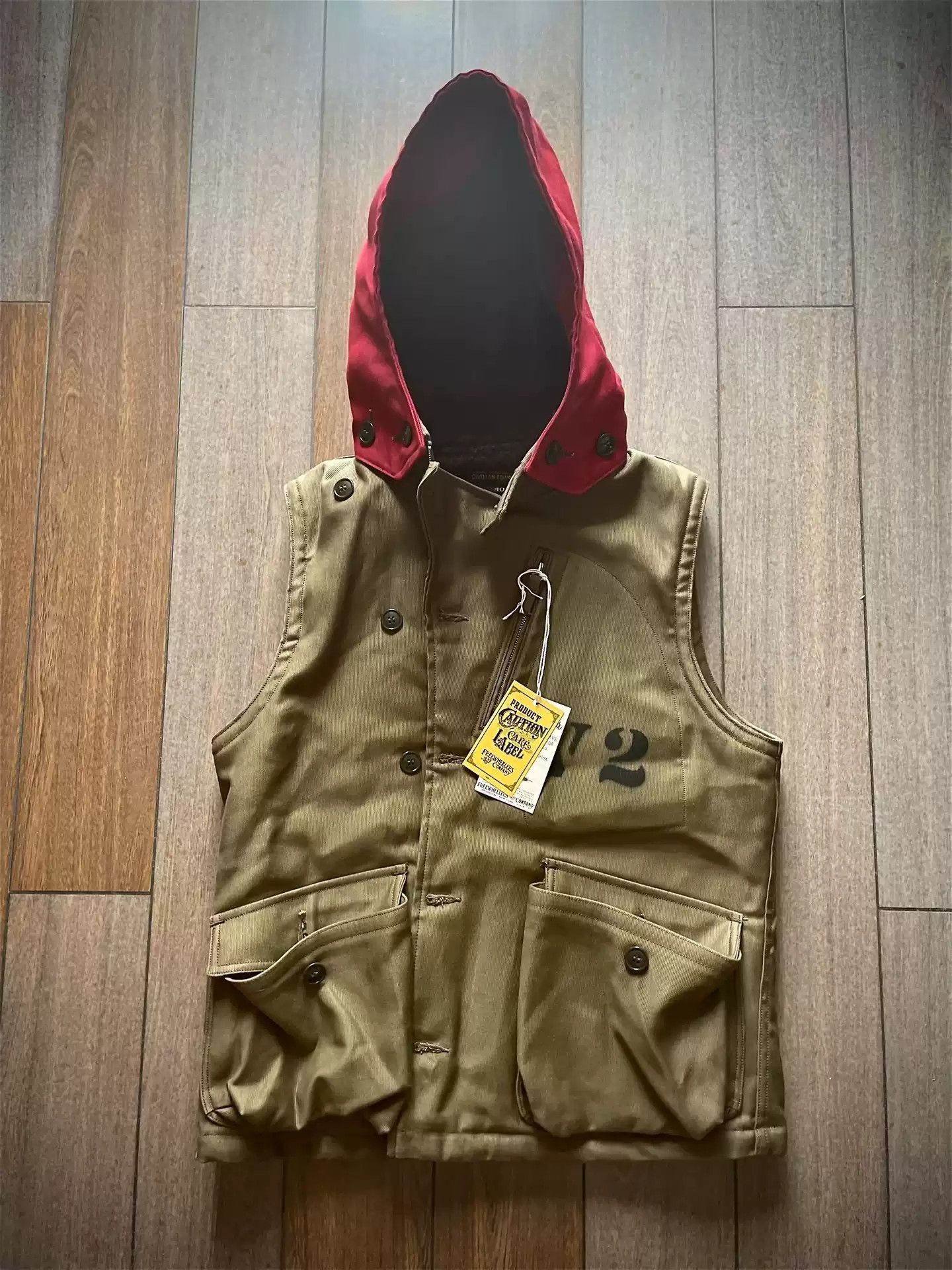 image of Freewheelers Aviators Vest Avatar Alpaca Wool Vest Red Hat in Green, Men's (Size Large)