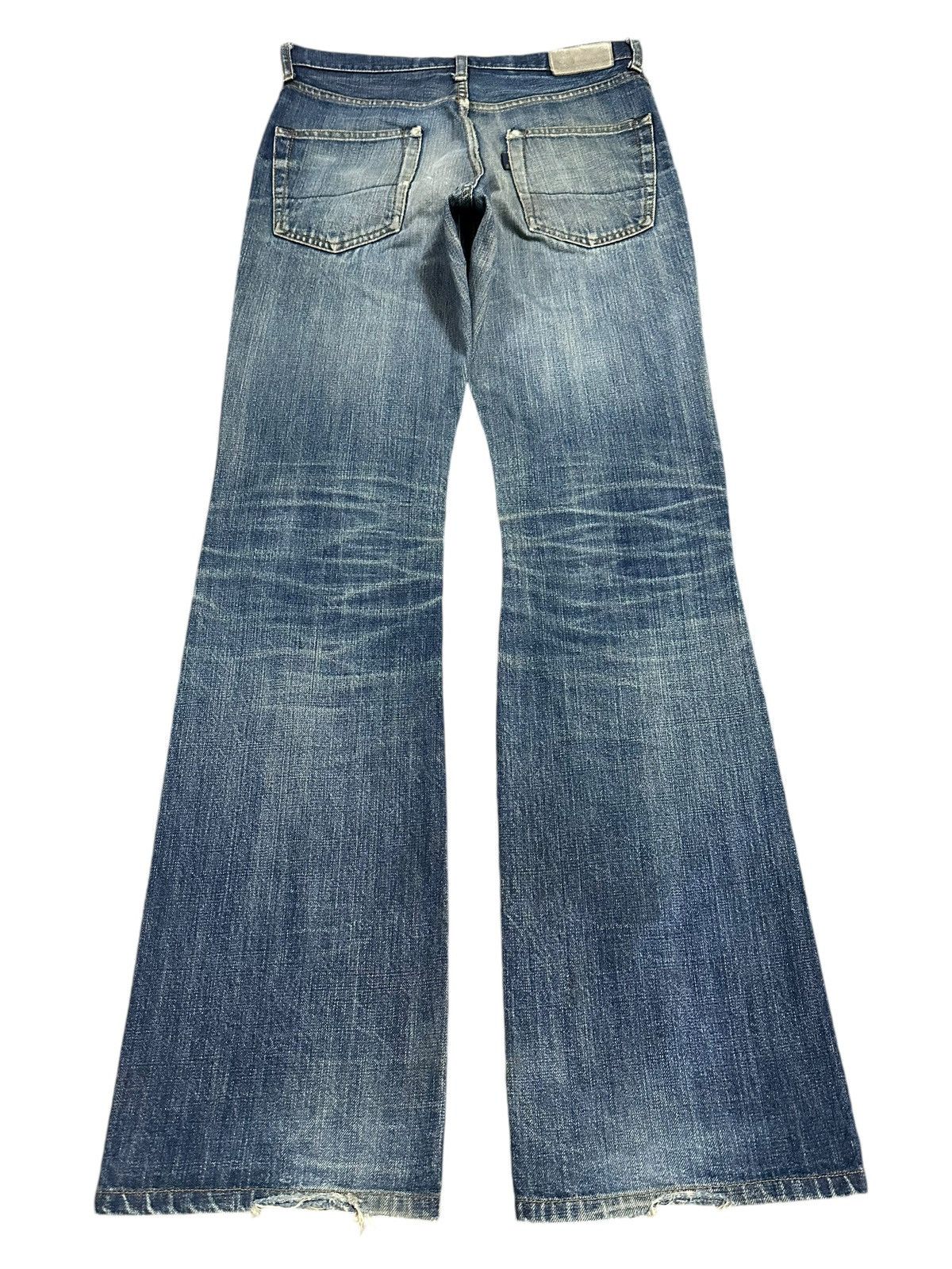 ABAHOUSE Vintage Japanese Abahouse Blue Wash Distressed Flare Jeans Size US 31 - 2 Thumbnail