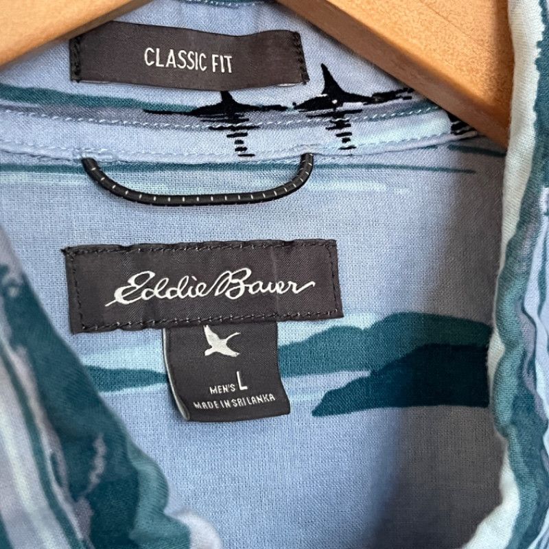 Eddie Bauer Eddie Bauer Men's Shirt Light Blue Wave Pattern Size Large Size US S / EU 44-46 / 1 - 3 Thumbnail