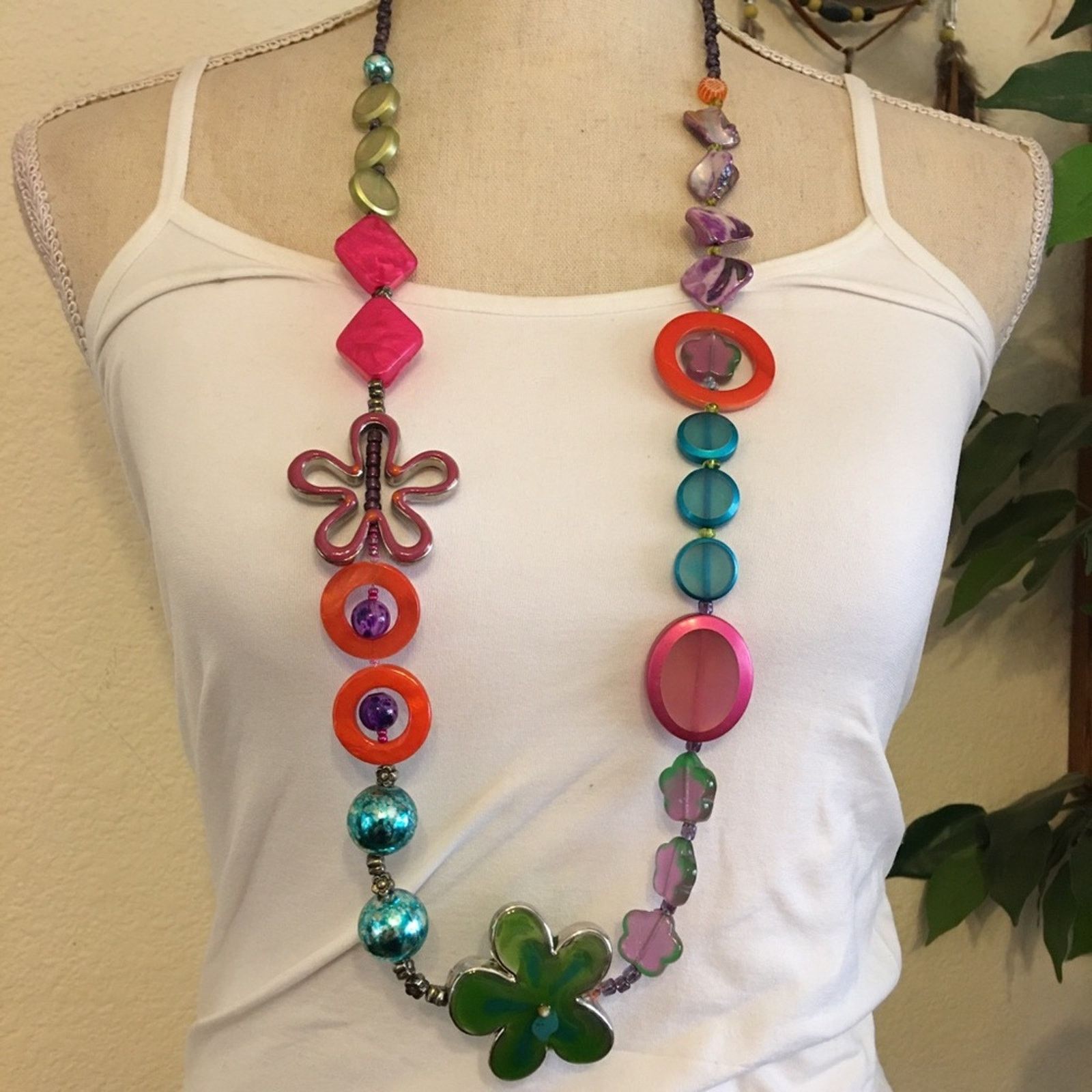 Jewelry Colorful fun shell acrylic glass bead necklace Size ONE SIZE - 1 Thumbnail