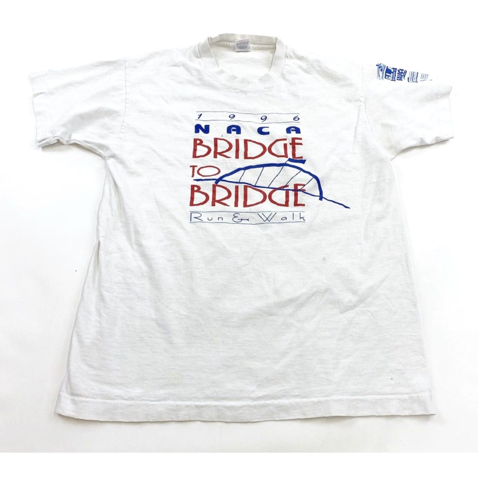 Fruit Of The Loom VINTAGE 96 NACA Bridge To Bridge Race Shirt Mens L White Size US L / EU 52-54 / 3 - 2 Thumbnail