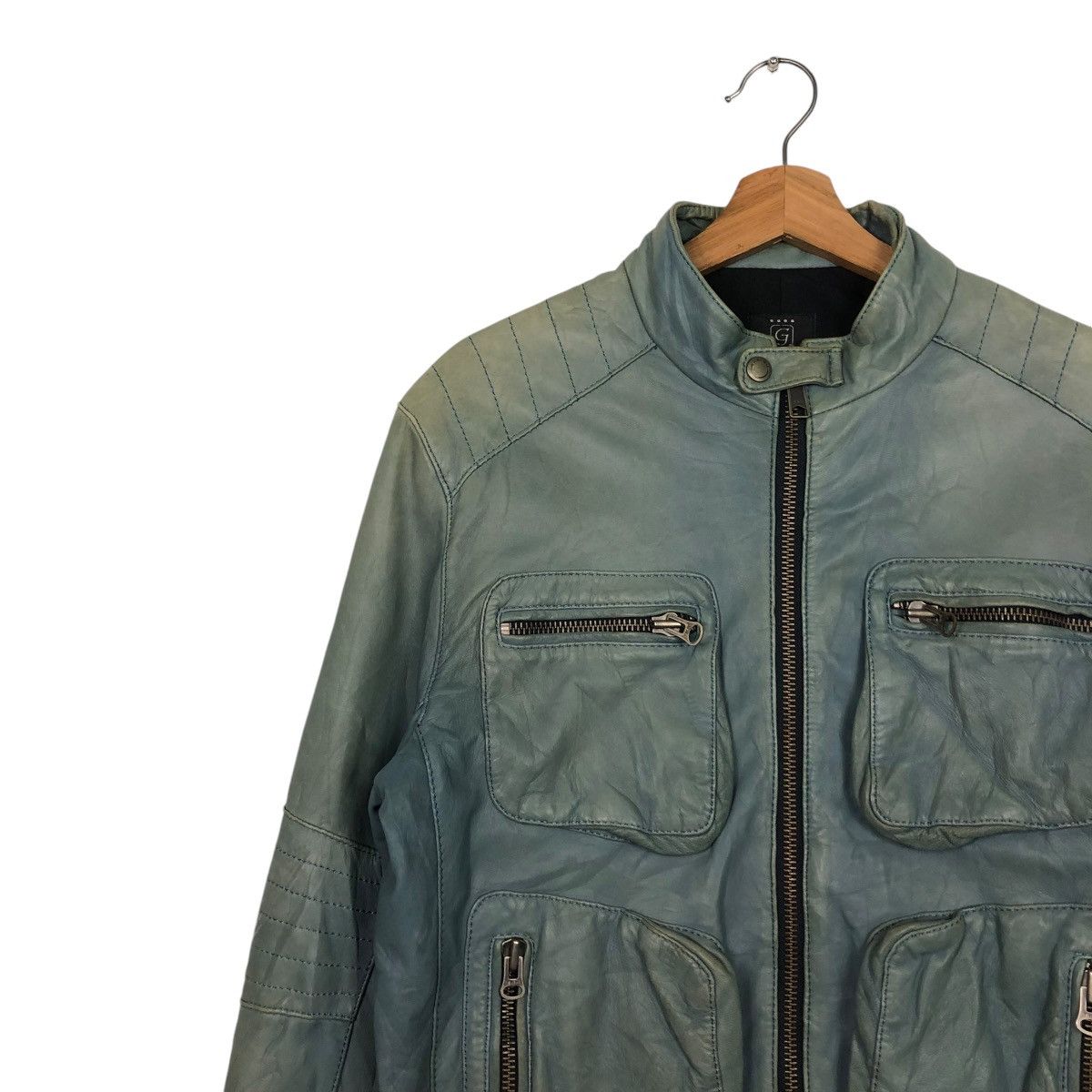 Japanese Brand 🔥VINTAGE CROPPED BIKER LEATHER JACKET G-STAGE ISSEY MIYAKE Size US M / EU 48-50 / 2 - 9 Thumbnail