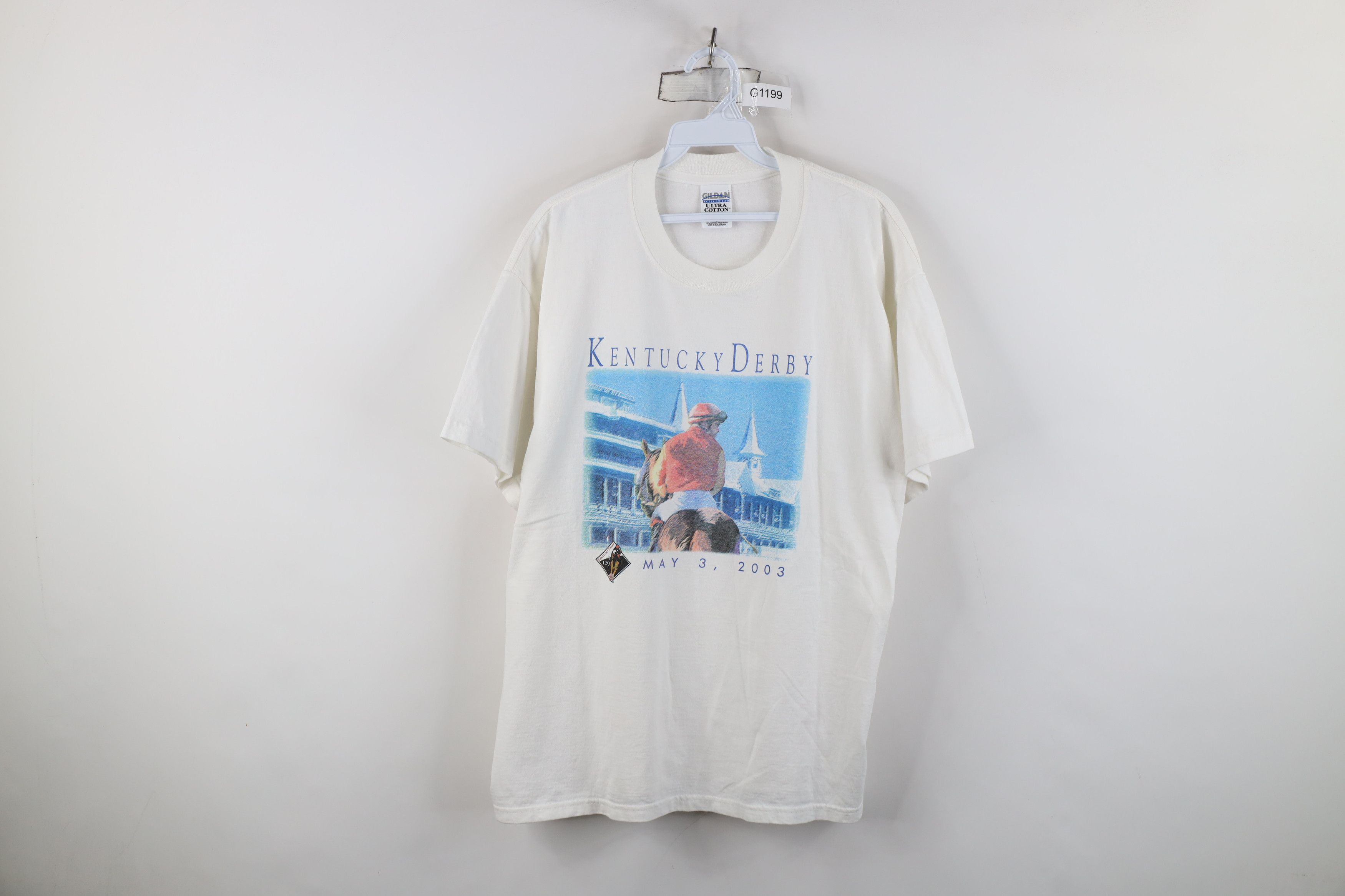 Vintage Vintage Y2K 129th Kentucky Derby Horse Racing T-Shirt White Size US L / EU 52-54 / 3 - 1 Thumbnail