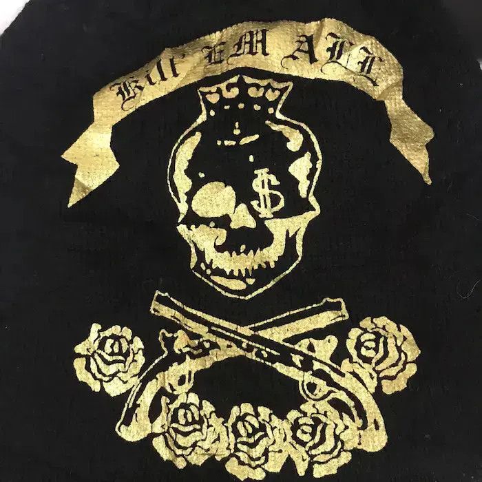 Vintage Japanese Brand BTX Skulls Overprint Beanie Hat Size ONE SIZE - 4 Thumbnail