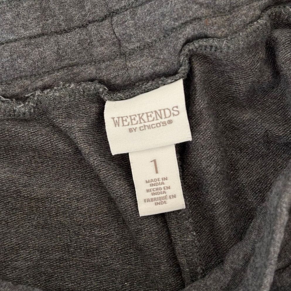 Chicos Weekends by Chicos Gray Floral Sweatpants Sz S Size 27" / US 4 / IT 40 - 2 Thumbnail