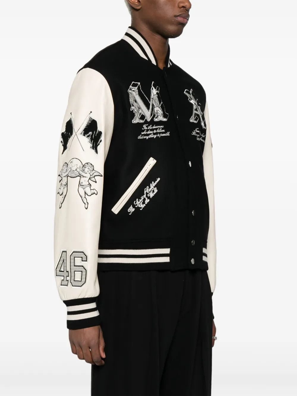 Amiri o1s1wg110525 Angel Varsity Jacket in Black/White Size US L / EU 52-54 / 3 - 4 Thumbnail