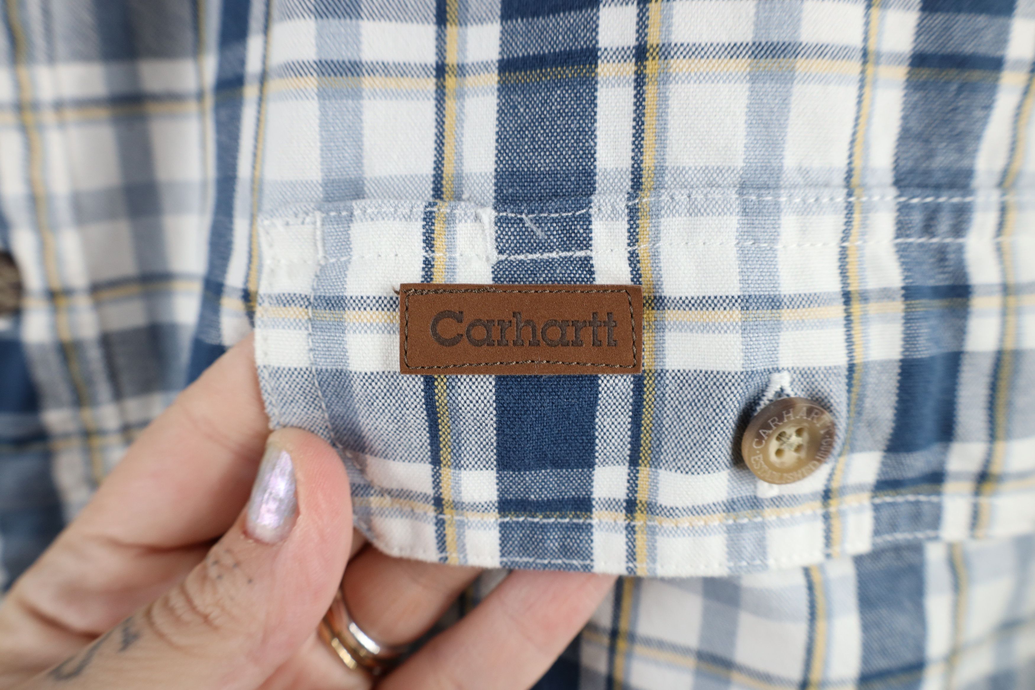 Carhartt × Vintage Vintage Carhartt Pocket Short Sleeve Button Down Shirt Size US XL / EU 56 / 4 - 4 Thumbnail