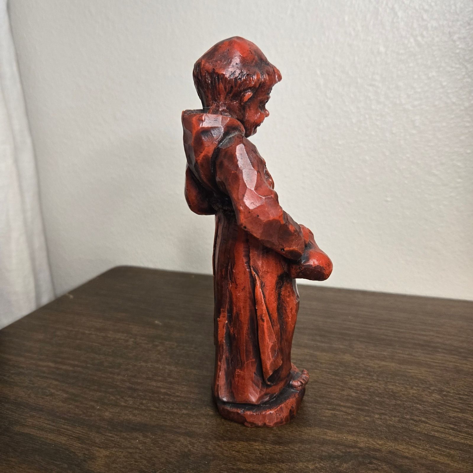 Vintage Vintage Hand-Carved Monk Folk Art Figurine - Red Patinated Size ONE SIZE - 6 Thumbnail