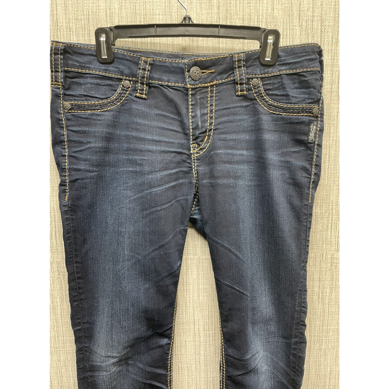 Vintage Silver Sliver Suki Dark Blue Mid Super Skinny Jeans Womens Size W31/L31 Size 24" / US 00 / IT 34 - 2 Thumbnail