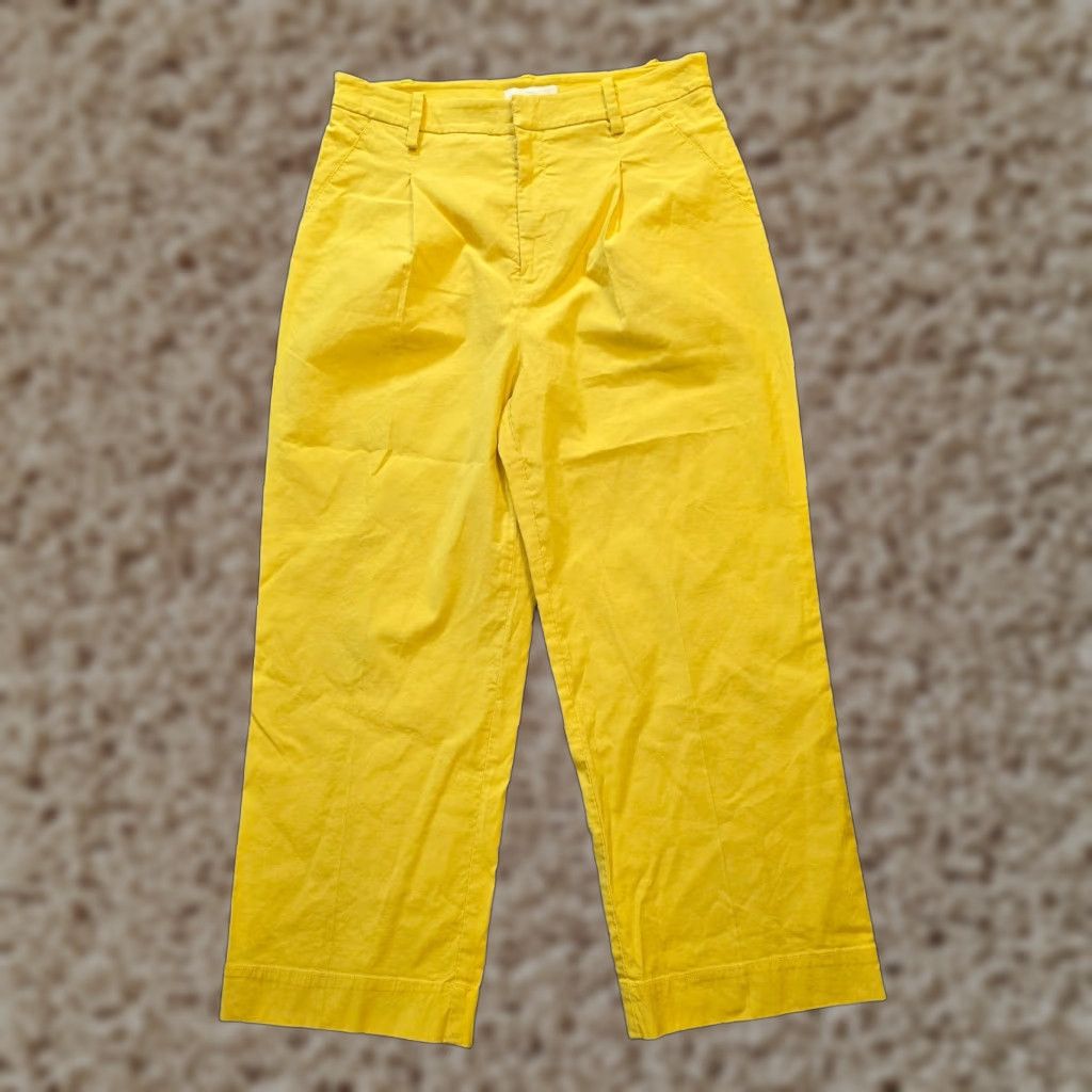 Anthropologie Maeve Pants Women Size 8 Yellow Linen Blend Wide-Leg Crop Pleated Casual Anthropologie Shirt? Size 30" / US 8 / IT 44 - 1 Thumbnail