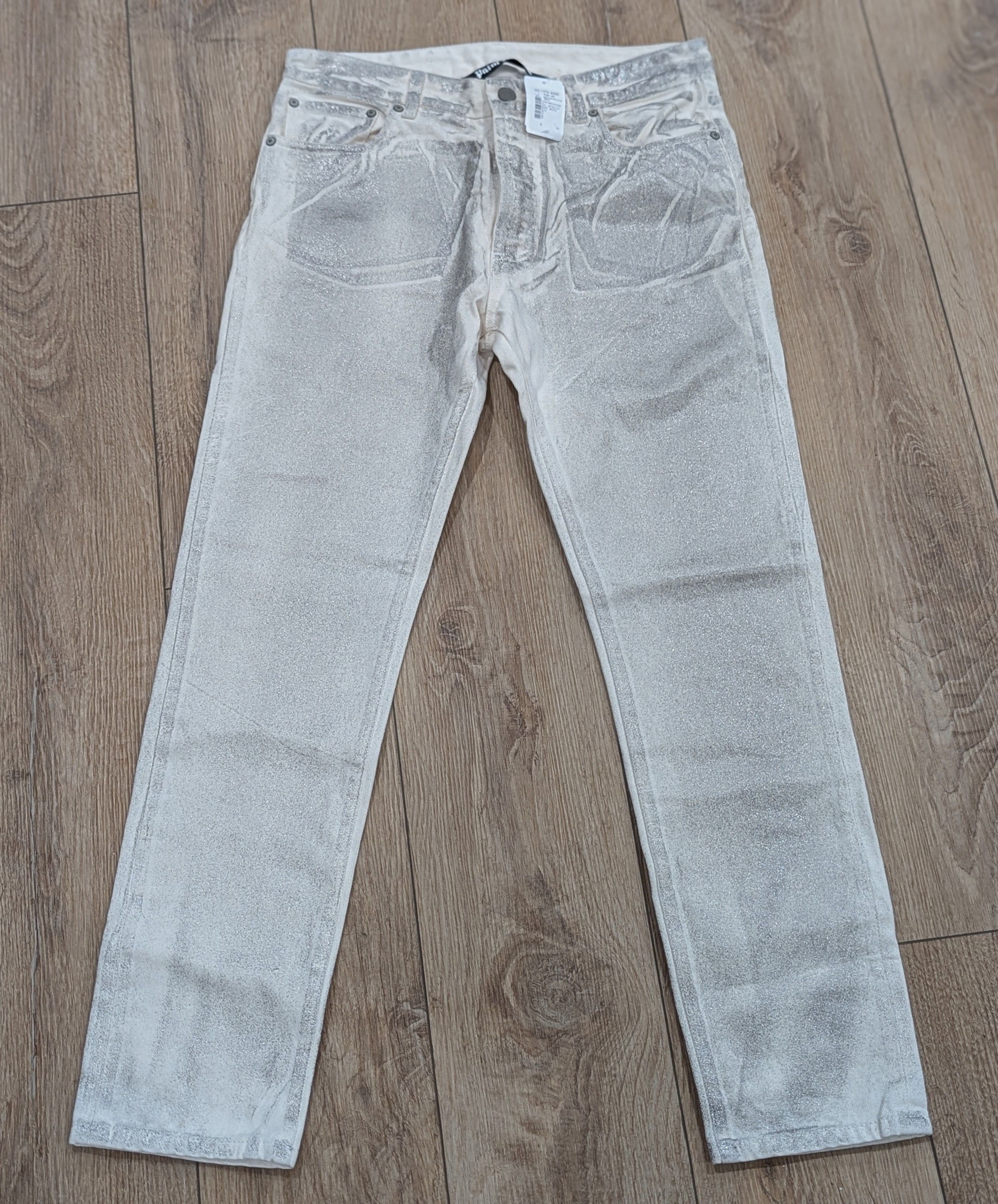 Palm Angels Palms Angels Metallic Washed 5-Pocket Jeans Off-White 31 Size US 31 - 1 Thumbnail