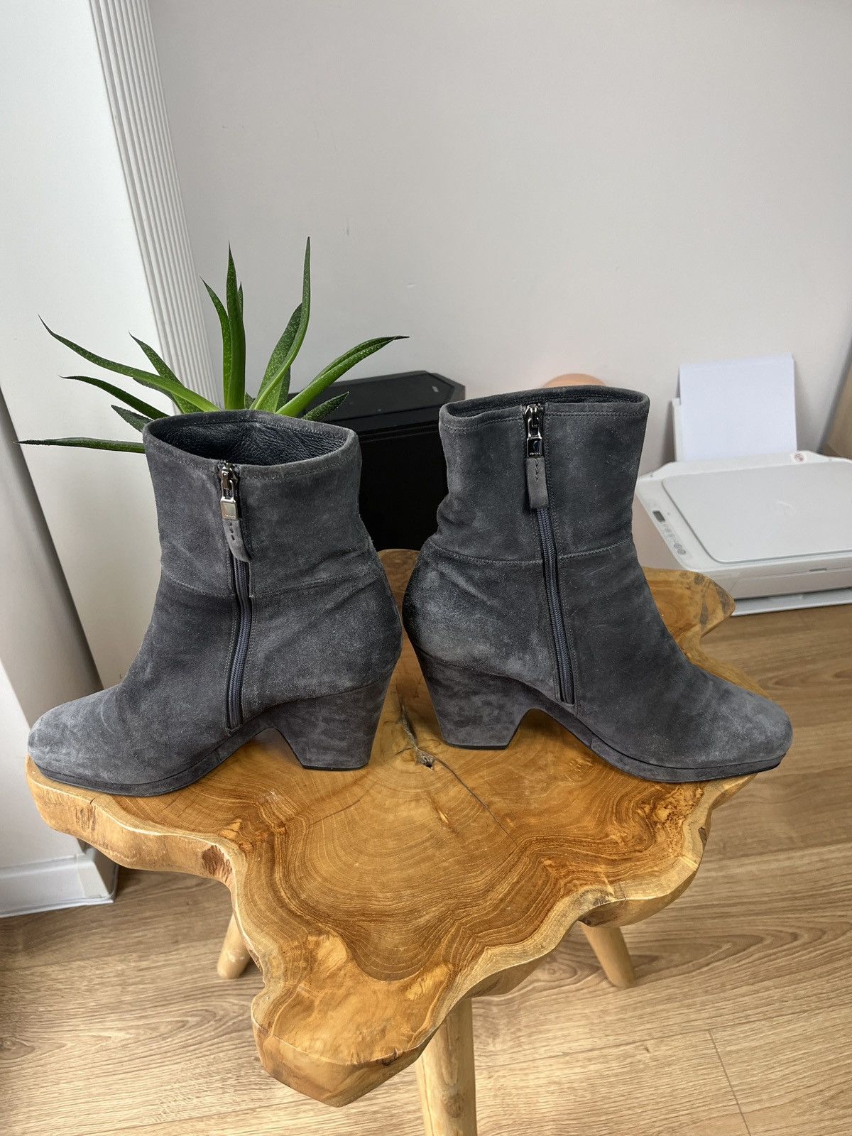 Prada Vintage Prada Y2K suede Leather Wedge Ankle Boots luxury Size US 11 / IT 41 - 3 Thumbnail