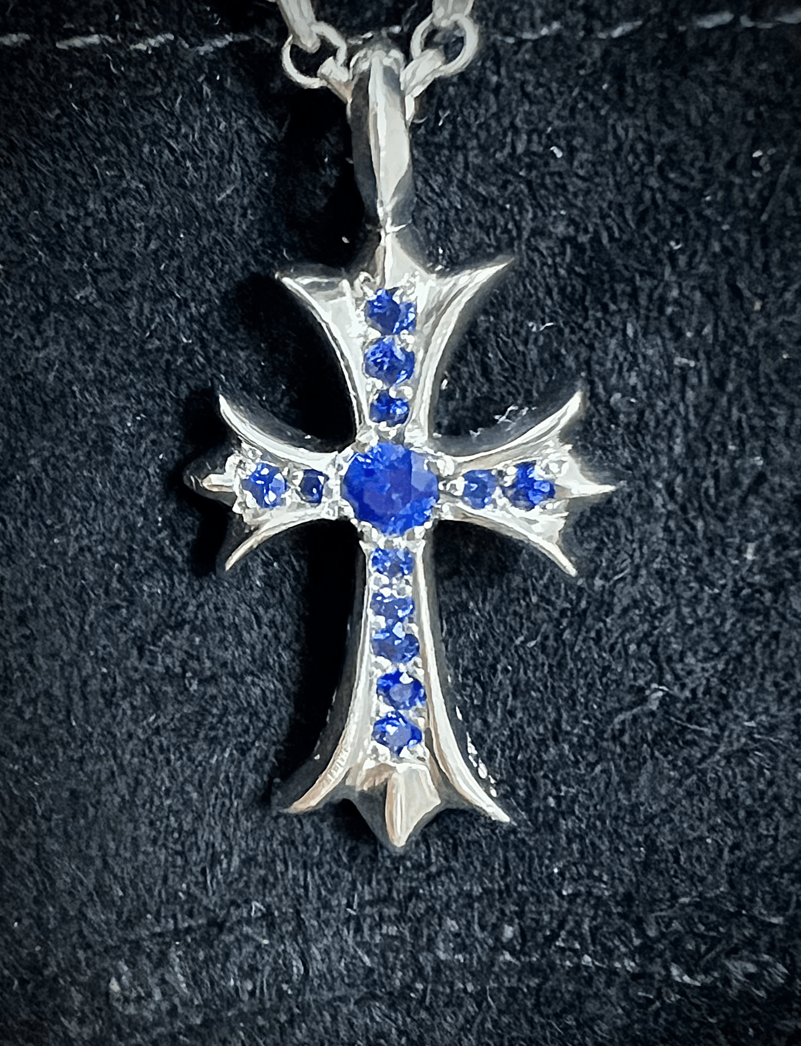 Chrome Hearts Chrome Hearts Sapphire Tiny Cross Pendant (18k White Gold) Size ONE SIZE - 1 Thumbnail