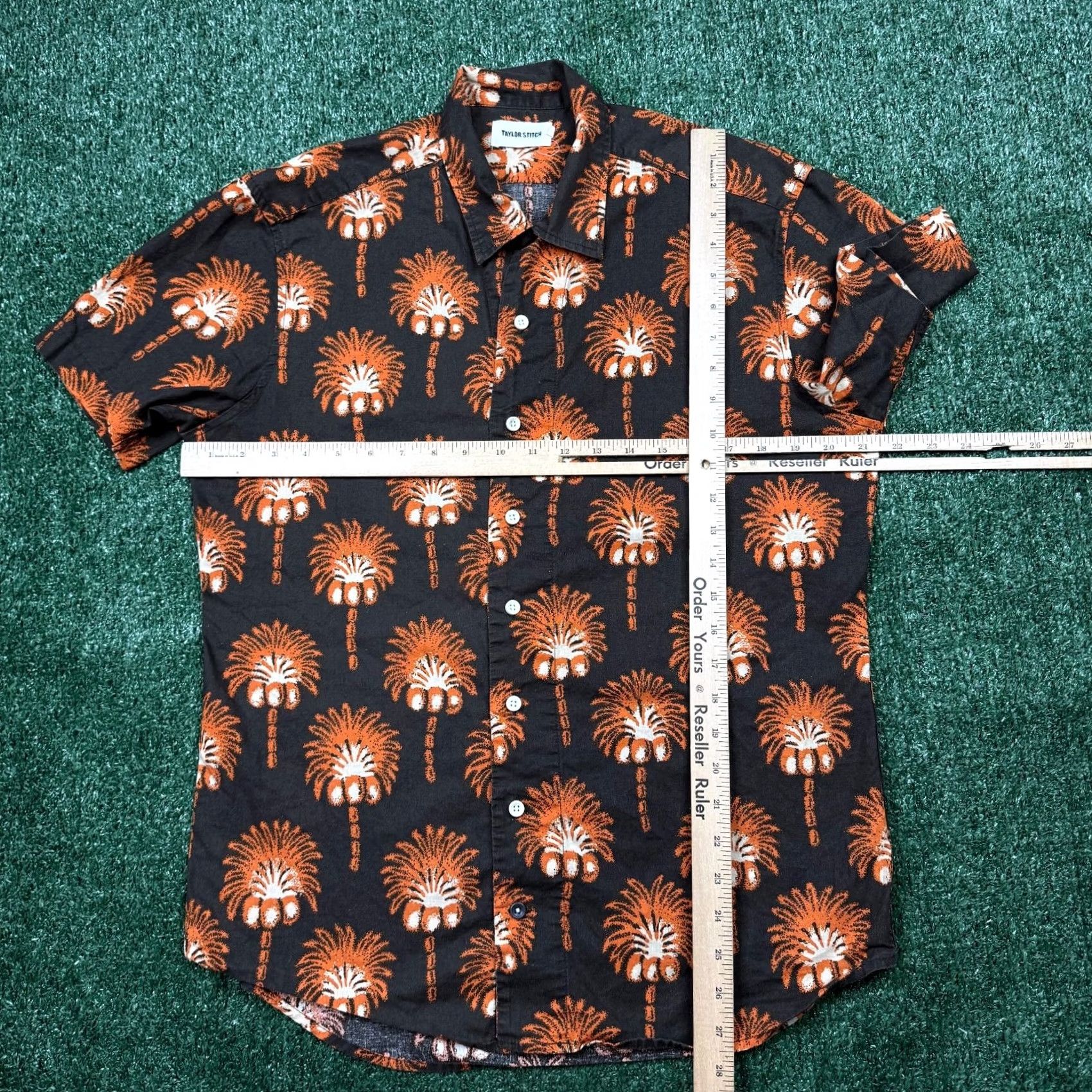 Taylor Stitch Taylor Stitch Hawthorne Mirage Palm Linen Short Sleeve Button Up Men’s 40 Orange Size US 40 / EU 56 - 5 Thumbnail