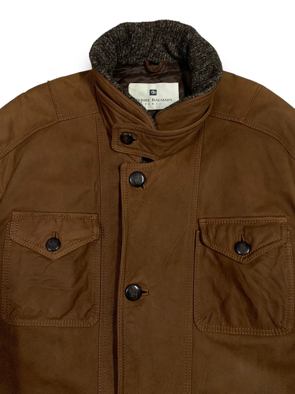 Balmain Vintage Pierre Balmain Paris Utility Cowhide Leather Jacket Size US L / EU 52-54 / 3 - 6 Thumbnail