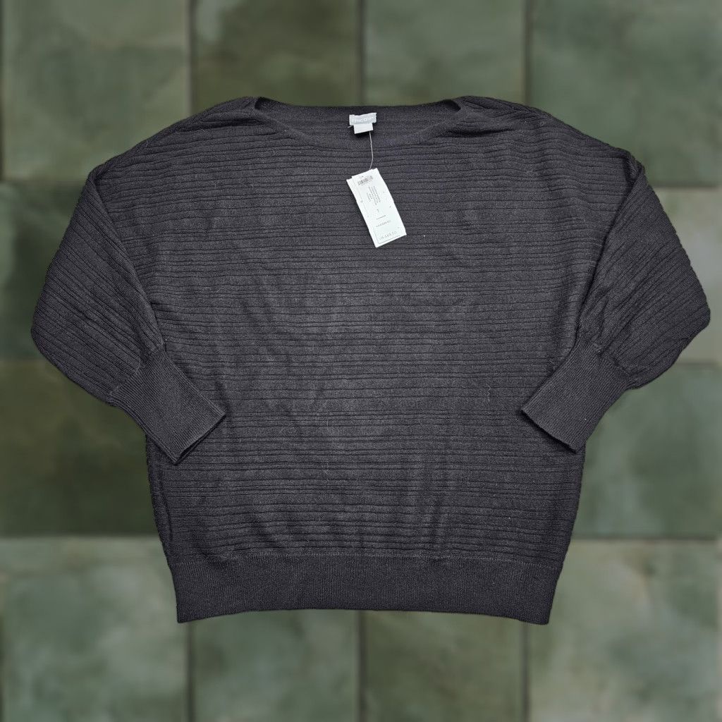 Vintage Chicos Sweater Womens Medium Black Modern Rib Detail Pullover Lightweight Shirt Size M / US 6-8 / IT 42-44 - 1 Thumbnail