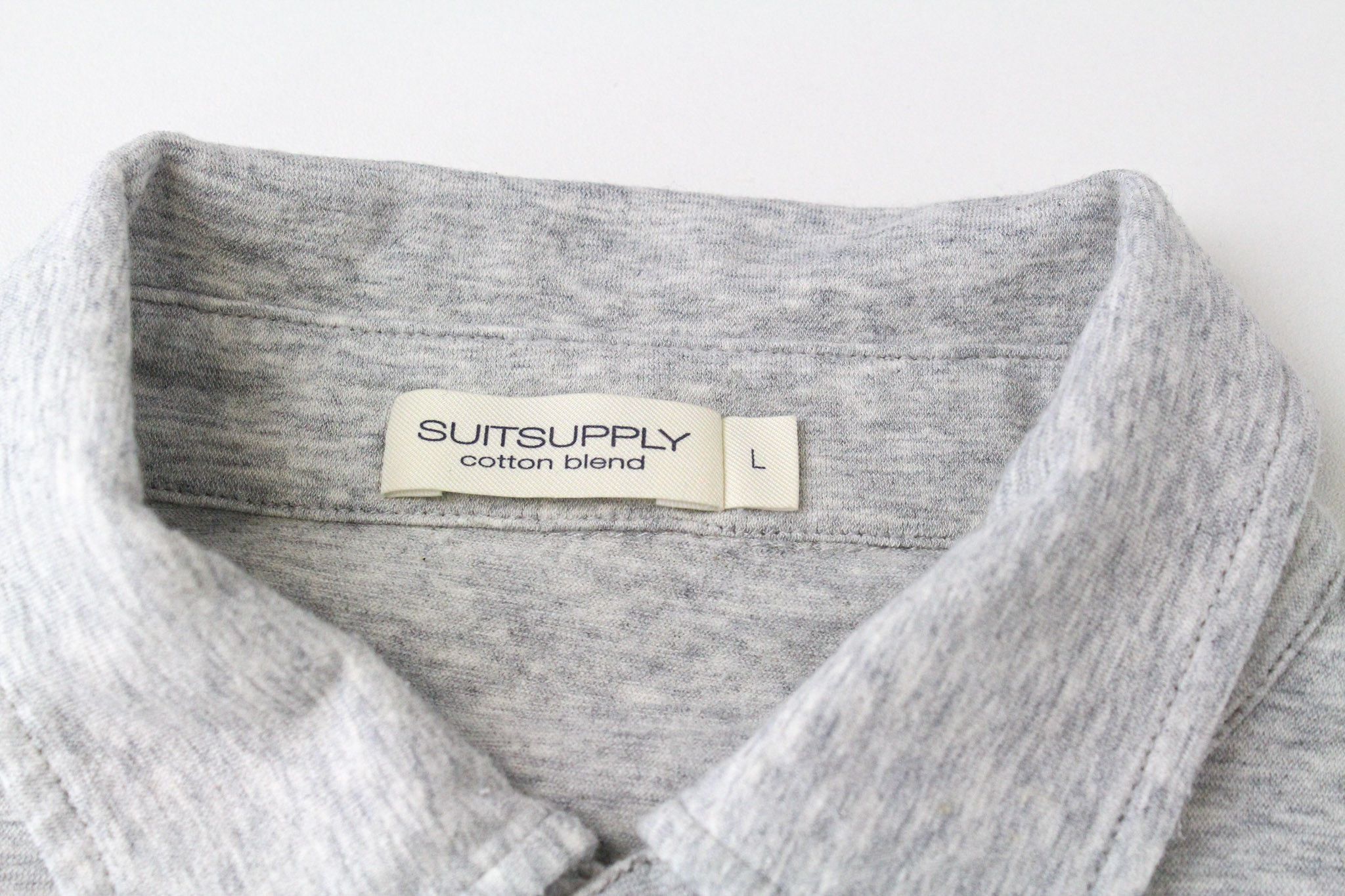Suitsupply L Grey Cotton Cashmere Polo 72154 Size US L / EU 52-54 / 3 - 5 Thumbnail