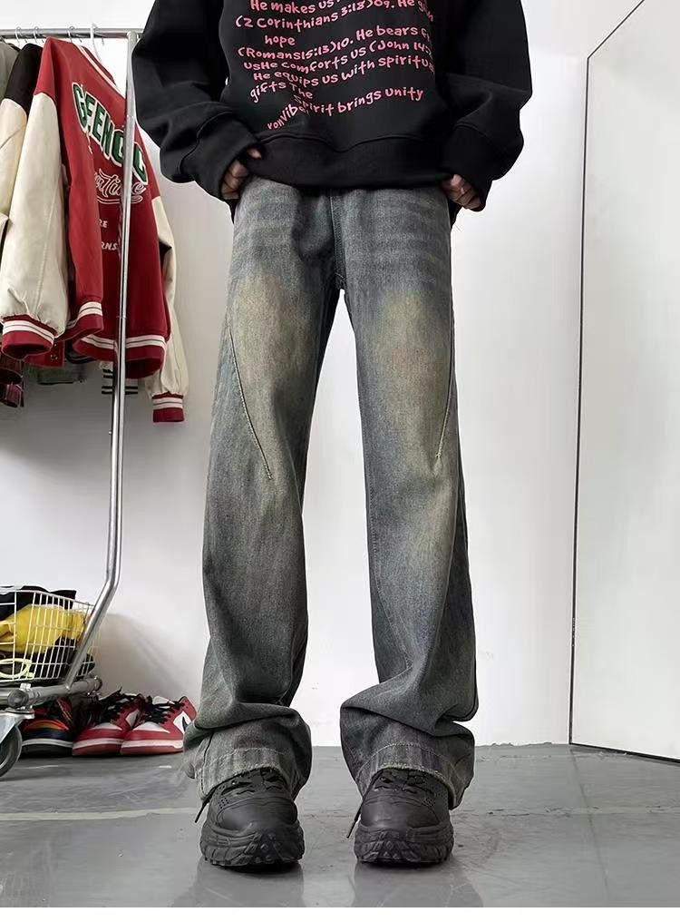 Japanese Brand × Jean American street washed distressed straight flared jeans Size US 32 / EU 48 - 1 Thumbnail
