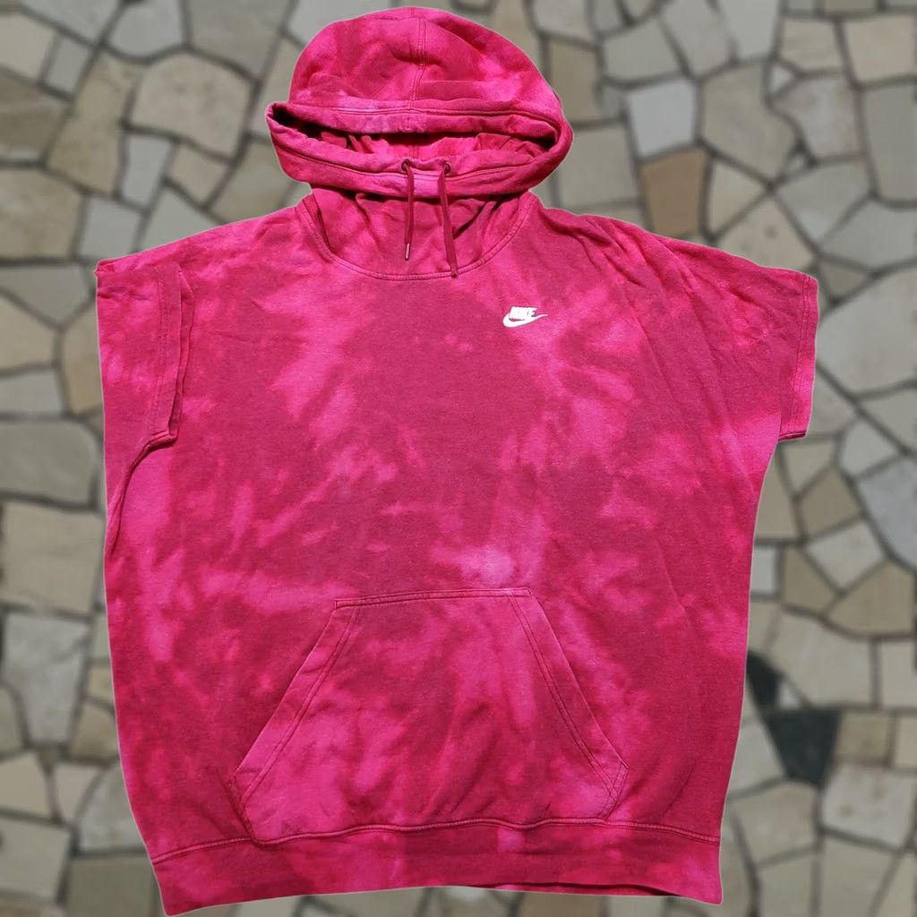 Nike Nike Womens M Hoodie Red Funnel Neck Short Sleeve Oversized Tie Dye Acid Wash Size M / US 6-8 / IT 42-44 - 1 Thumbnail