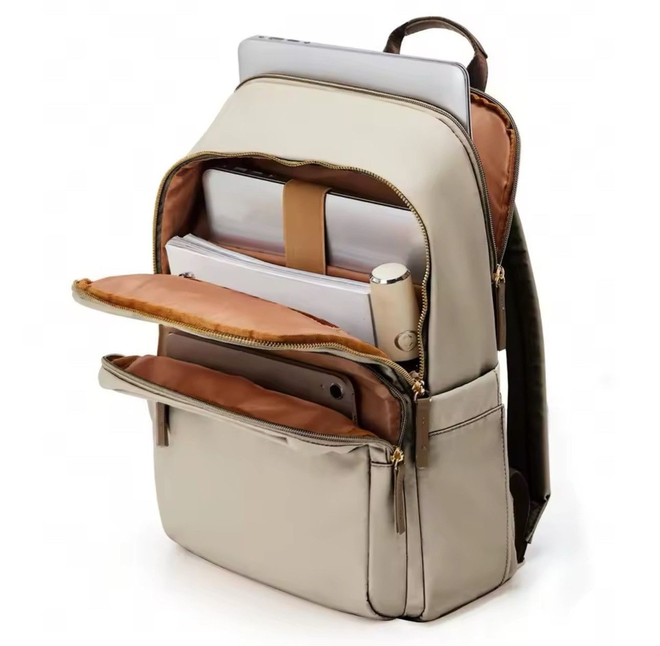 Other Casual Capacity Shoulder School Beige Backpack Size ONE SIZE - 1 Thumbnail