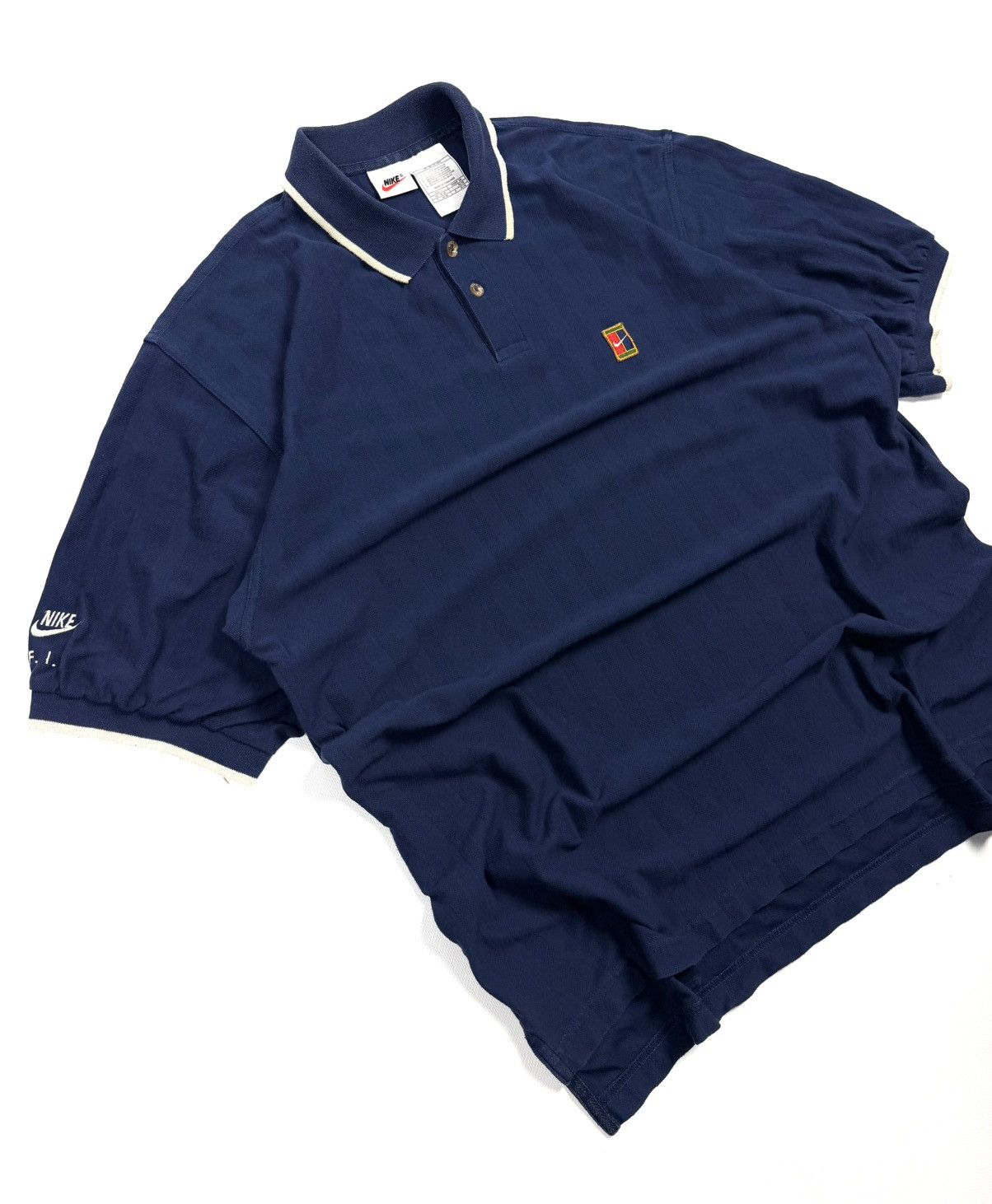 Nike 90s Nike Court Vintage Striped Polo Shirt Tee Tennis Blue Size US L / EU 52-54 / 3 - 3 Thumbnail