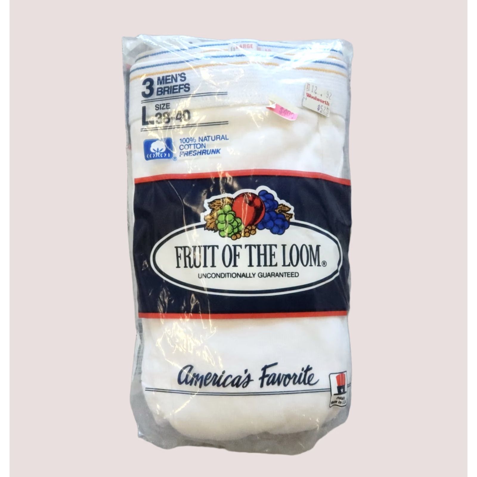 Fruit Of The Loom Vintage Fruit of the Loom All Cotton Briefs 3 Pack Underwear L White Mens Briefs Size US 33 - 1 Thumbnail