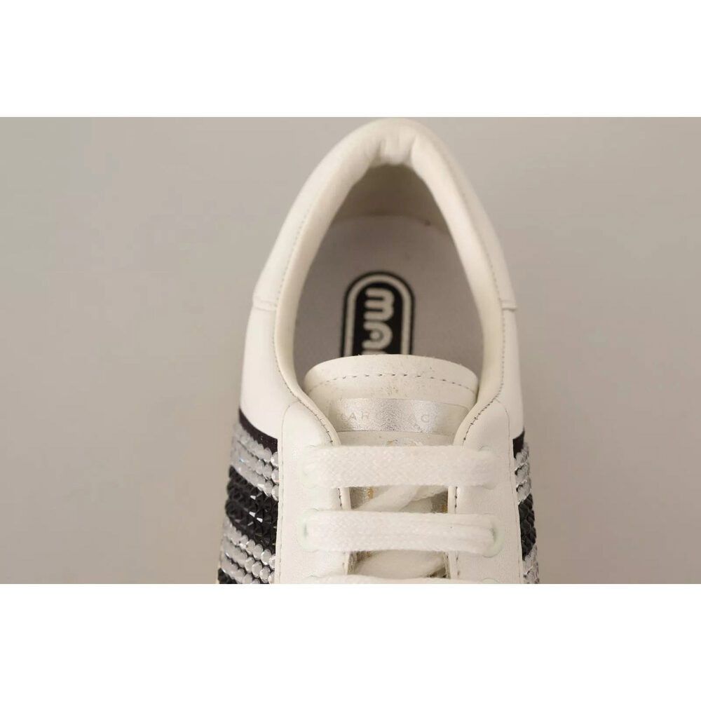 Marc Jacobs Marc Jacobs White Leather Crystal Embellished Sneakers Shoes Size US 6 / IT 36 - 4 Thumbnail
