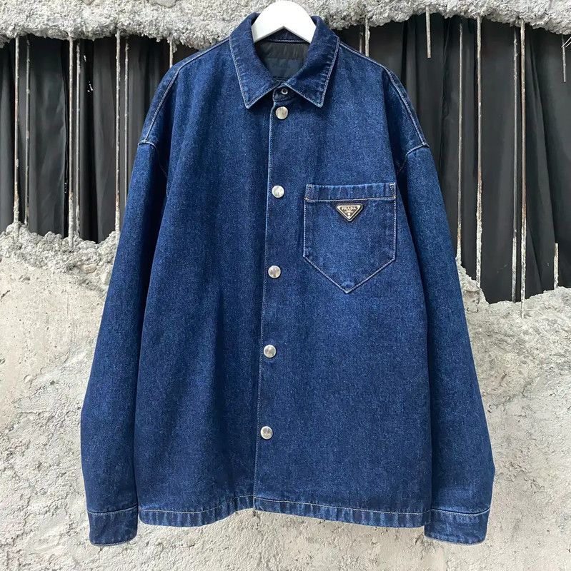 Prada Prada Deep Blue Cotton Long Sleeve Jacket Size US L / EU 52-54 / 3 - 1 Thumbnail