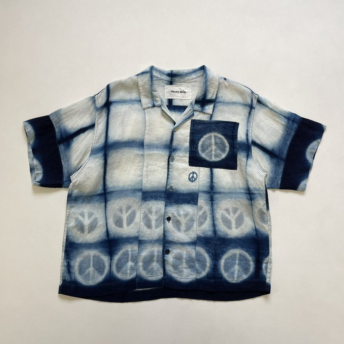 Story Mfg. Blue/White ‘Peace Tie Dye’ Print Shirt Size US M / EU 48-50 / 2 - 17 Thumbnail