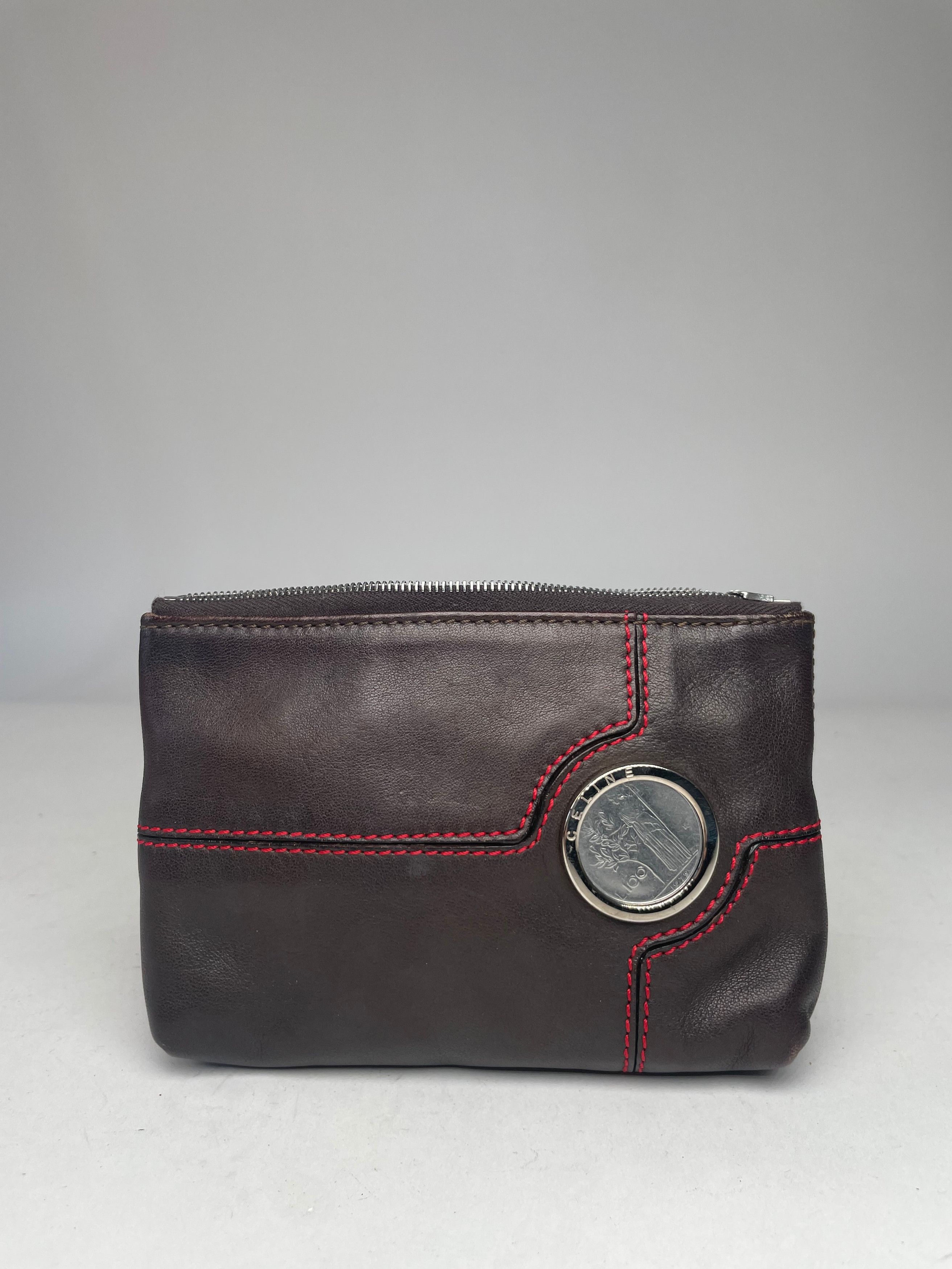 Celine Vintage Paris Leather Clutch Black Red Size ONE SIZE - 1 Thumbnail