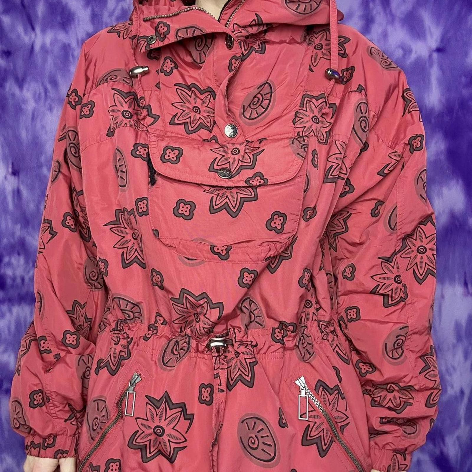 L.L. Bean ❤️ L.L.Bean Vtg 80s 90s Red and black floral anorak Size L / US 10 / IT 46 - 2 Thumbnail