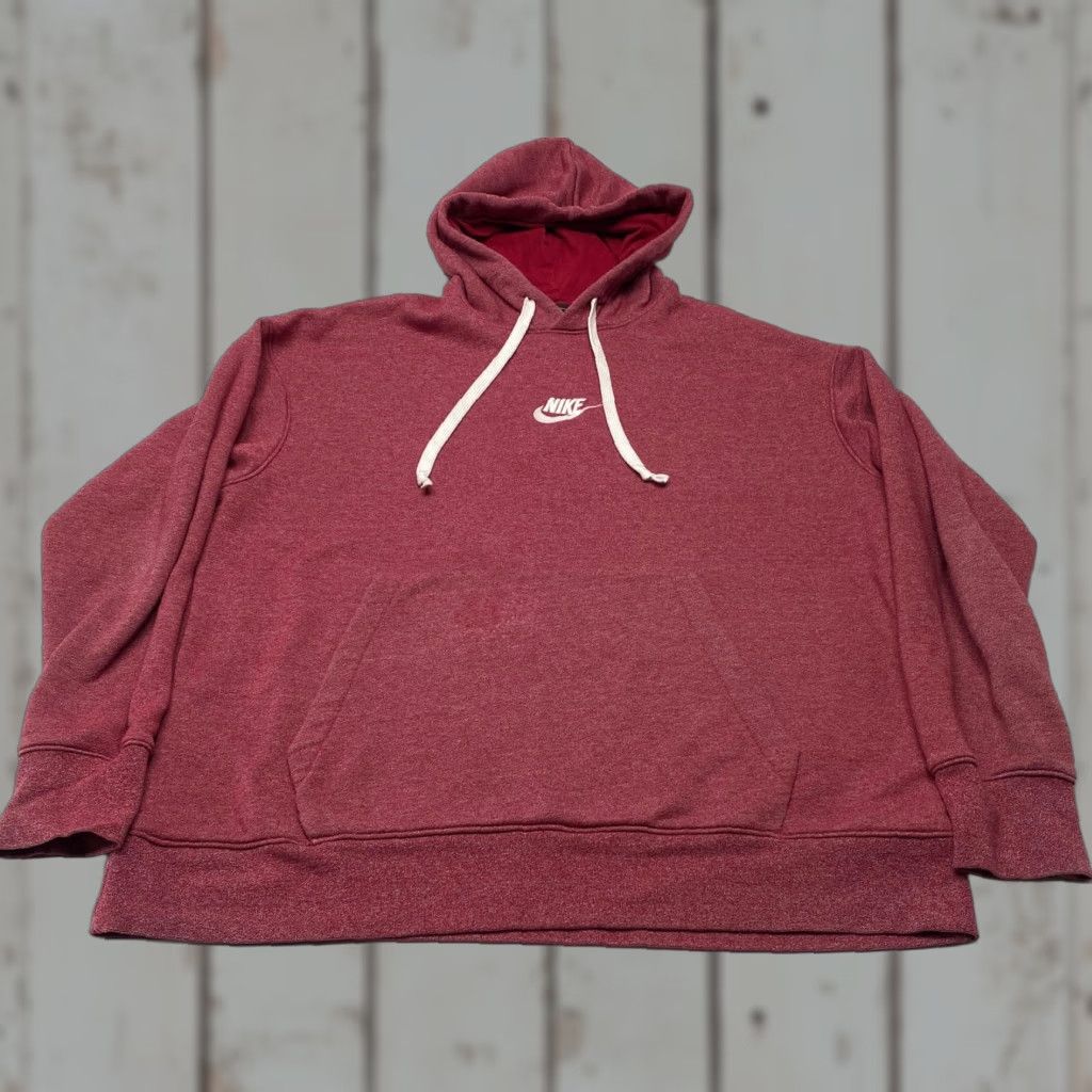 Nike VINTAGE Nike Center Swoosh Hoodie Mens XL Maroon Logo Embroidered Sweatshirt Spellout Size US XL / EU 56 / 4 - 1 Thumbnail