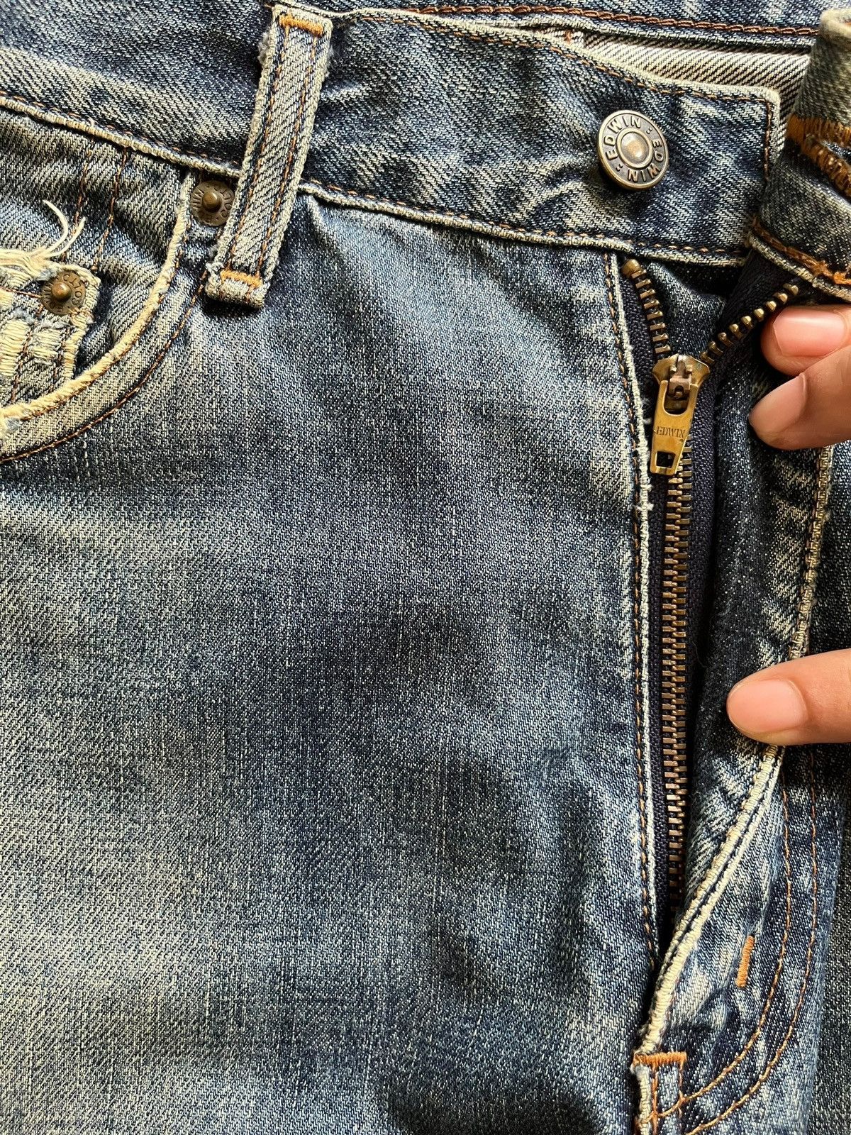 Edwin × Japanese Brand Vintage Japanese Edwin Mud Wash Distressed Baggy Jeans Size US 30 / EU 46 - 3 Thumbnail