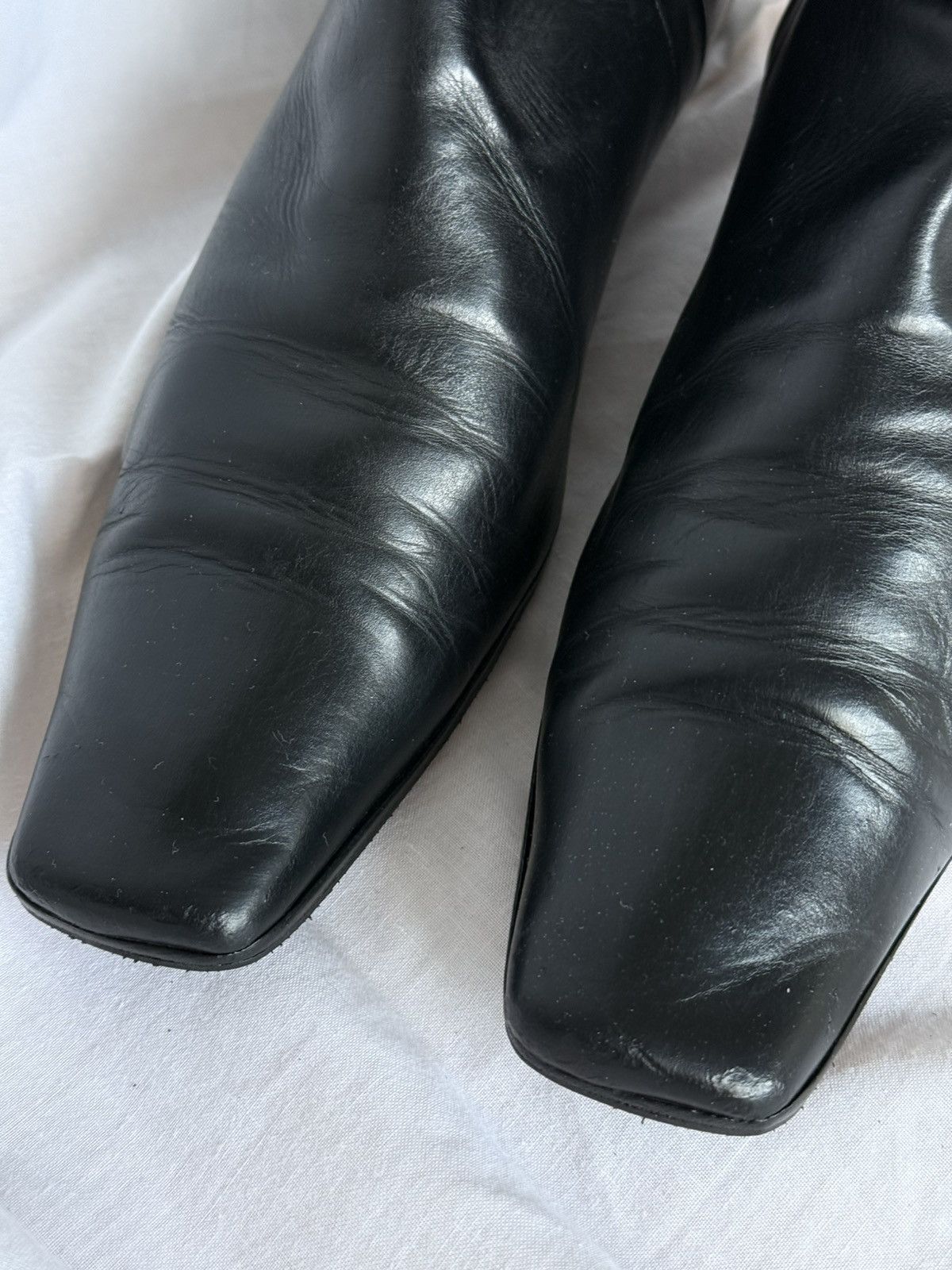 Prada Prada Vintage Leather Black Biker Boots Squared Toe Size US 7 / IT 37 - 4 Thumbnail