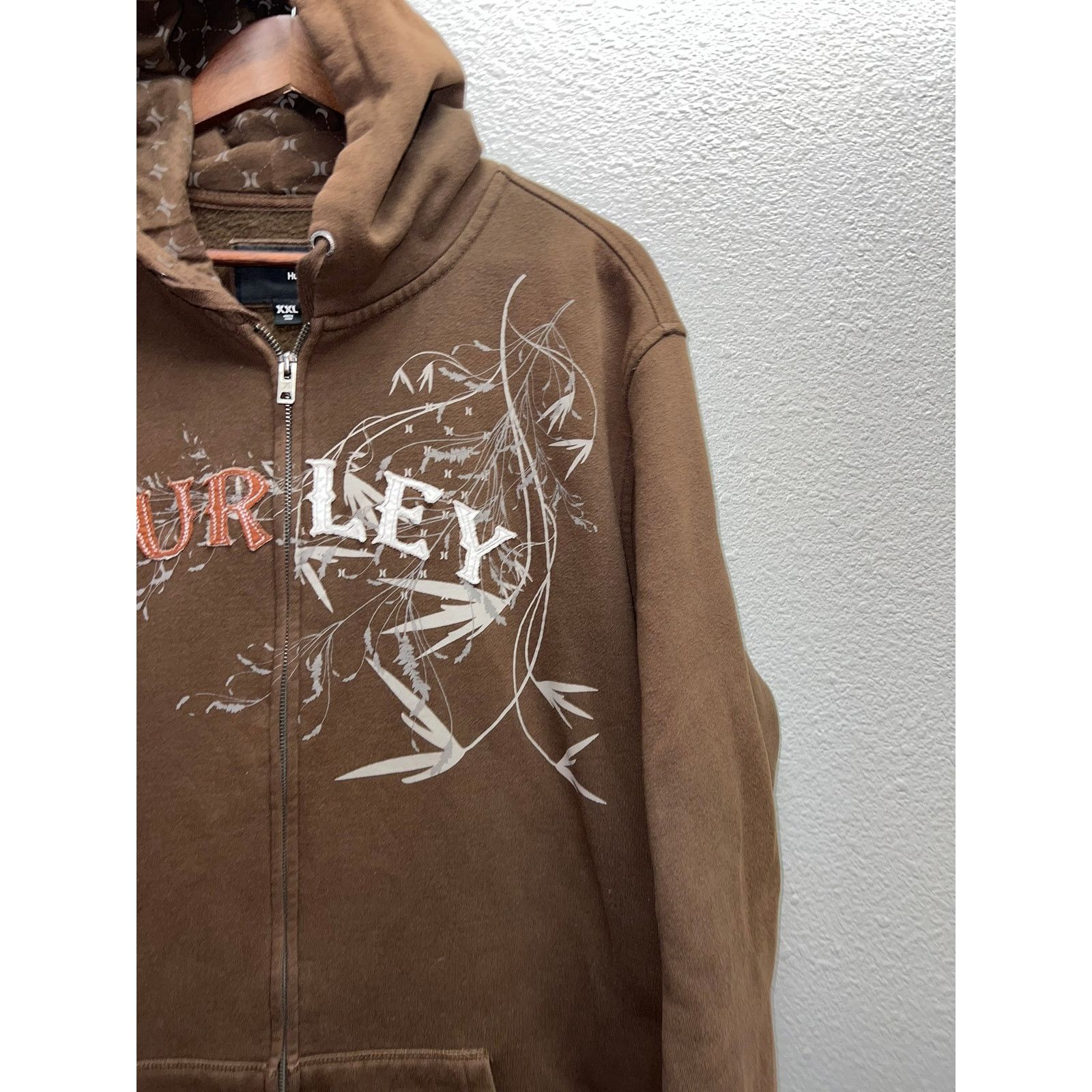 Vintage Y2K Hurley Zip Up Hoodie Brown Fleece Lined Surf Grunge 2X Size US XXL / EU 58 / 5 - 5 Thumbnail