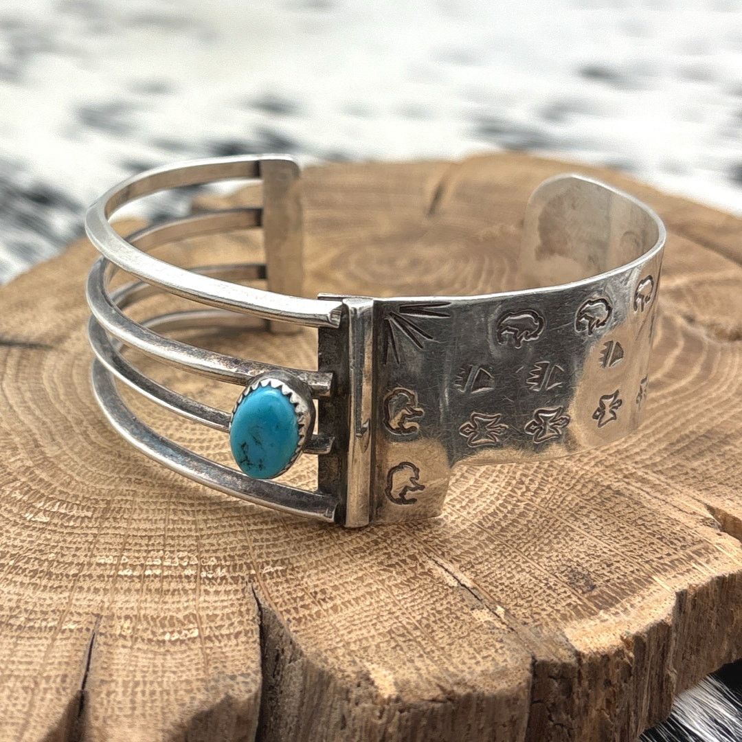 Native 1990s Native American NAVAJO Sterling & Turquoise Bracelet Size ONE SIZE - 1 Thumbnail