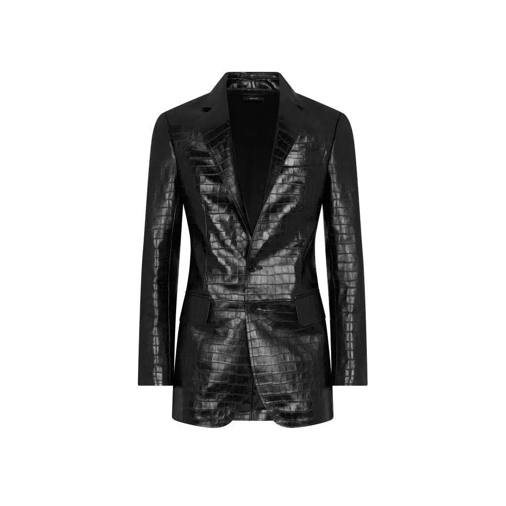 Tom Ford o1loc1c0725 LJT007 Printed Croc Sartorial Blazer in Black Size US L / EU 52-54 / 3 - 1 Thumbnail