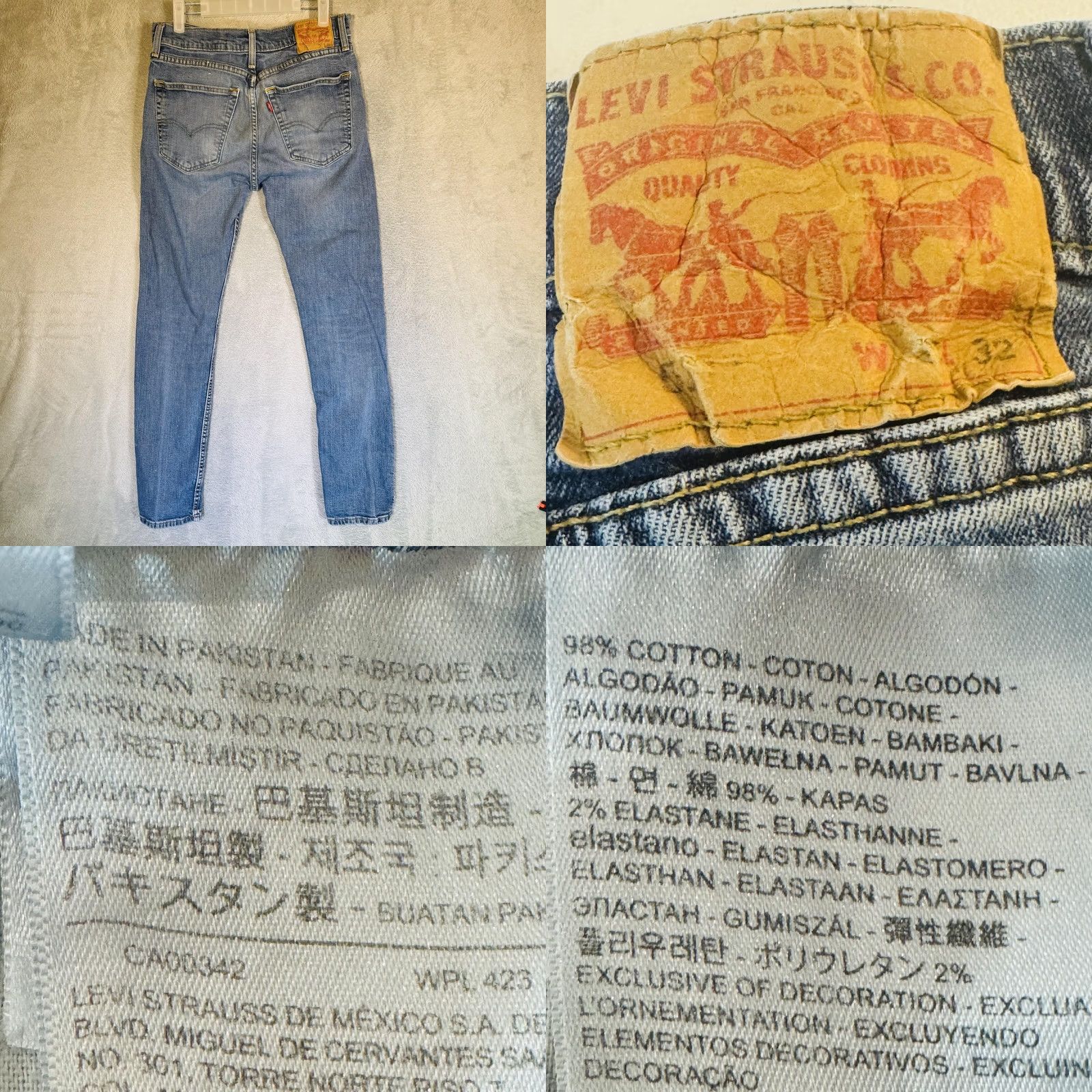 Levi's Levi's 511 Jeans Mens 31x29 Blue Medium Wash Slim Straight Denim Zip Fly Regular 5-Pocket Mens Size US 31 - 8 Thumbnail