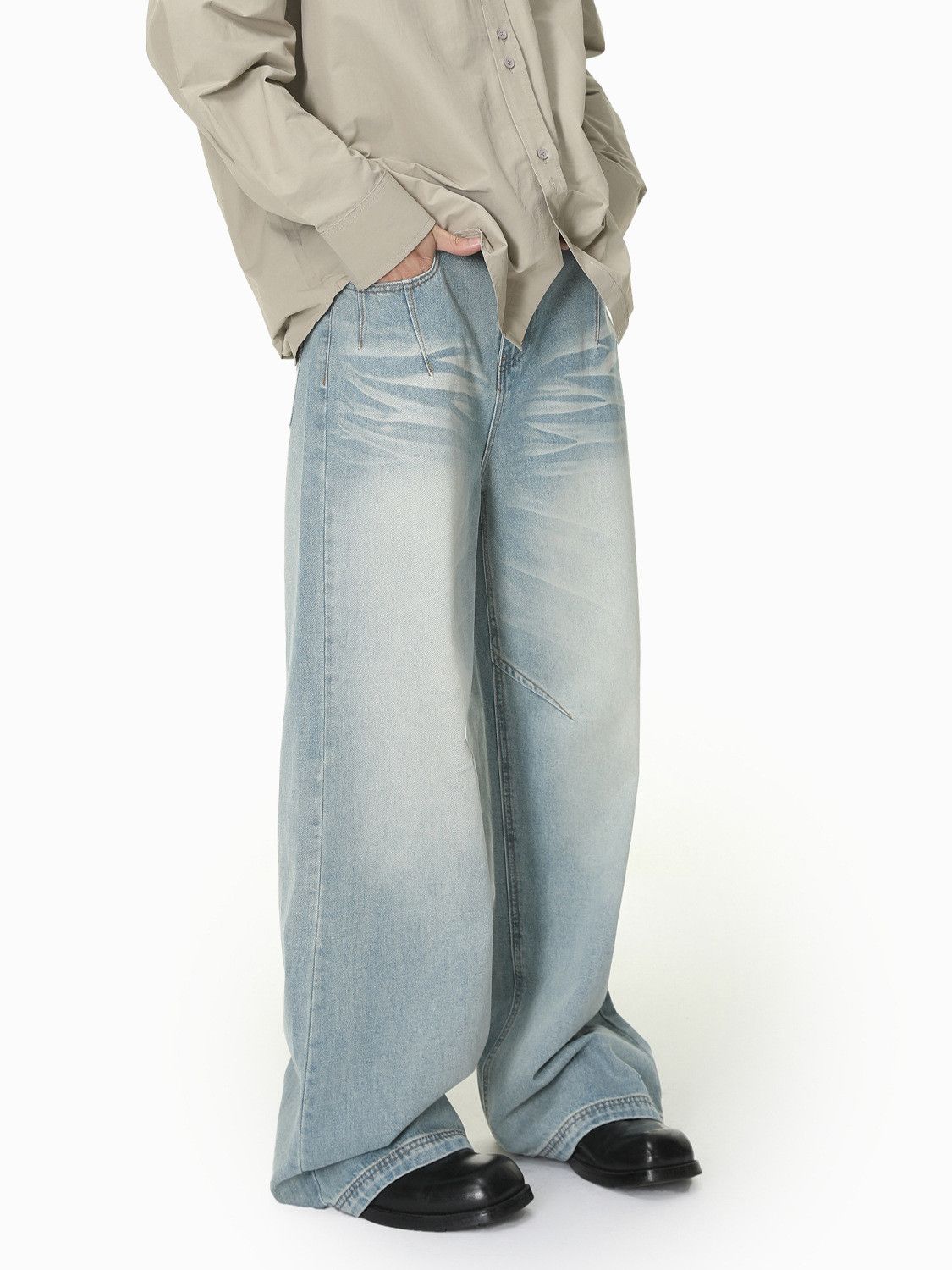 Other Men's Japanese-Style Retro Wide-Leg Straight-Fit Jeans Size US 32 / EU 48 - 3 Thumbnail