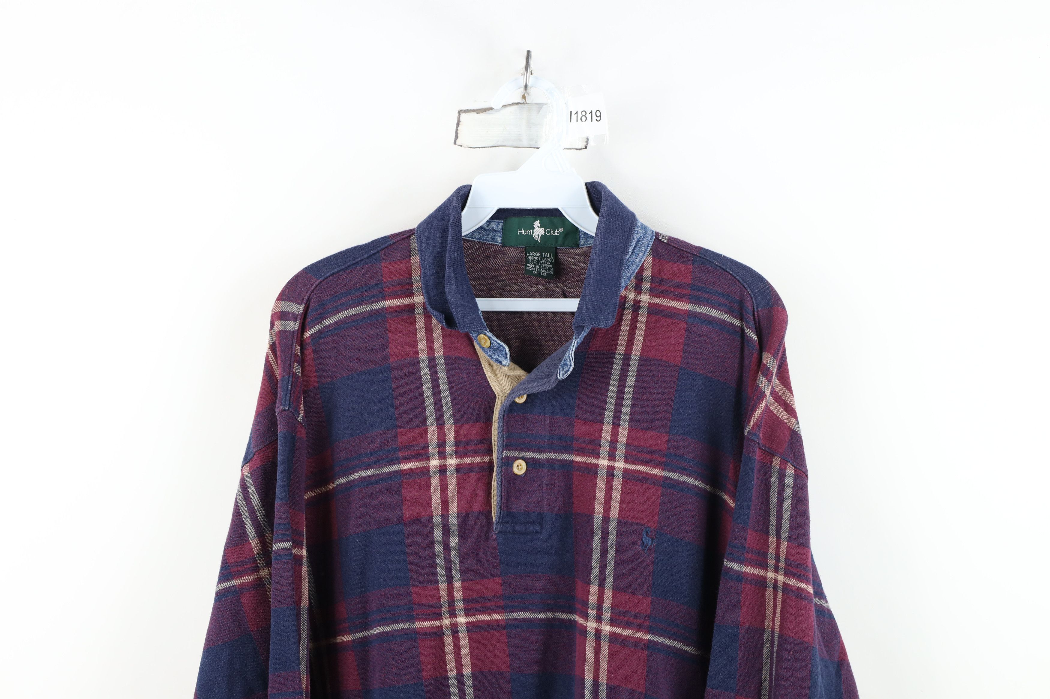 Vintage Vintage 90s Streetwear Collared Long Sleeve Rugby Polo Plaid Size US L / EU 52-54 / 3 - 2 Thumbnail
