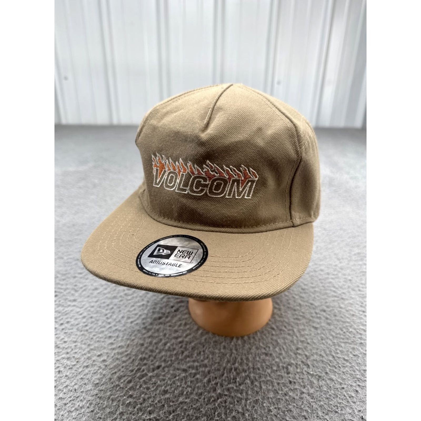 New Era Volcom New Era 5 Panel Hat Tan Adjustable Strapback Flame Flatbill Cap Skater Mens Vintage No Size ONE SIZE - 2 Thumbnail