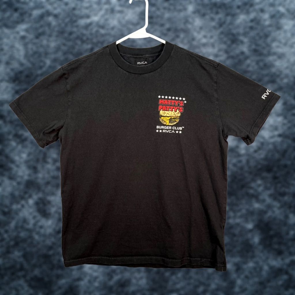 RVCA RVCA Mens Large Mattys Pattys Burger Club Graphic T Shirt Black Relaxed Fit Size US L / EU 52-54 / 3 - 1 Thumbnail